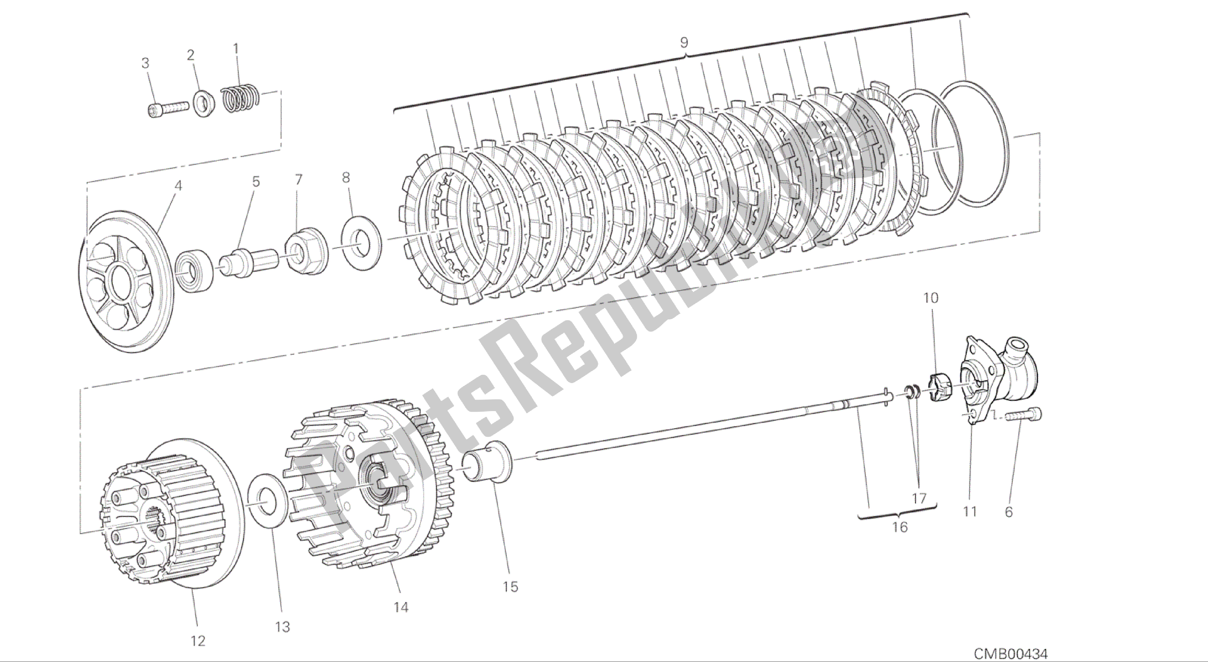 Alle onderdelen voor de Tekening 004 - Koppeling [mod: F848] Groepsmotor van de Ducati Streetfighter 848 2015