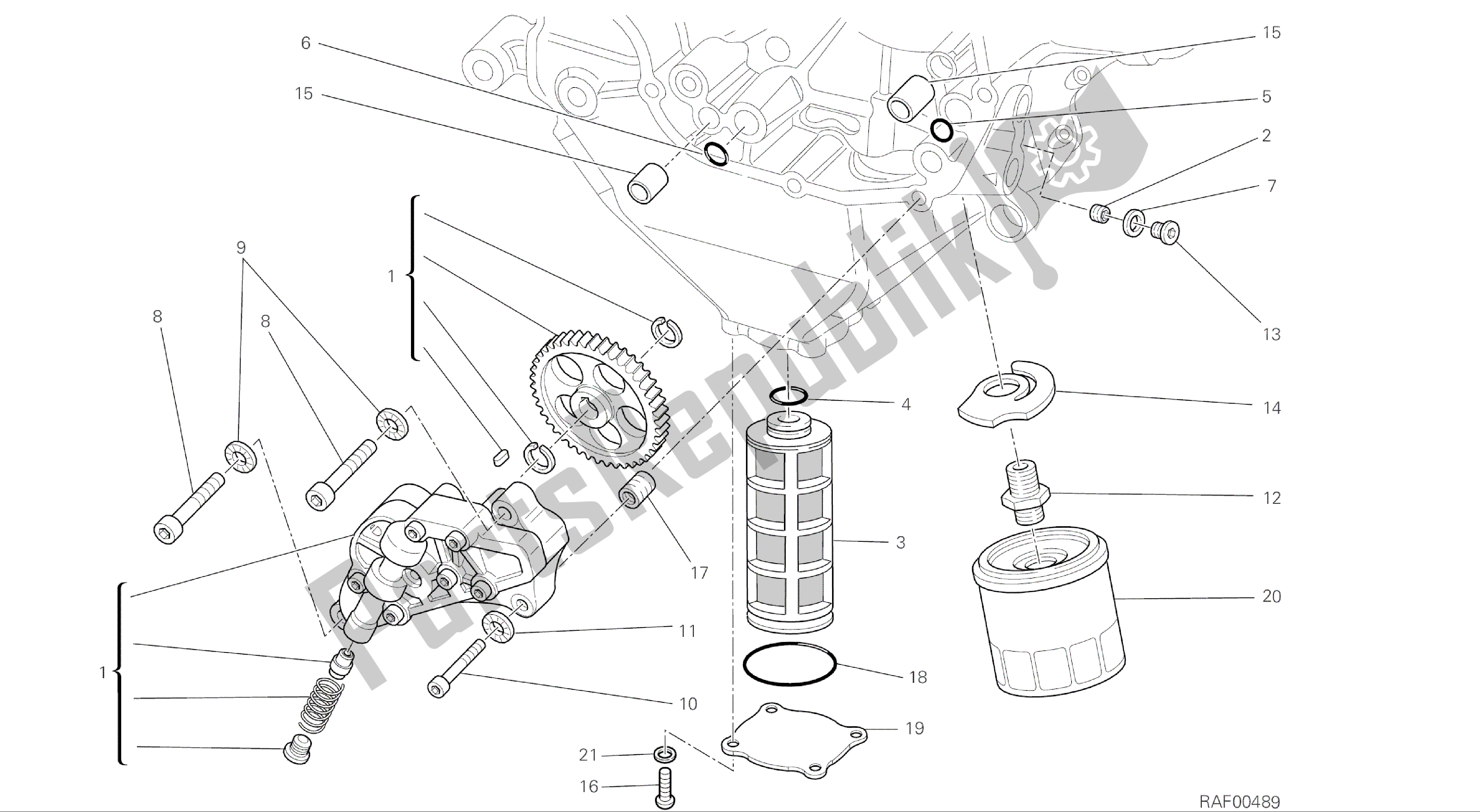 Alle onderdelen voor de Tekening 009 - Oliepomp - Filter [mod: F848] Groepsmotor van de Ducati Streetfighter 848 2015