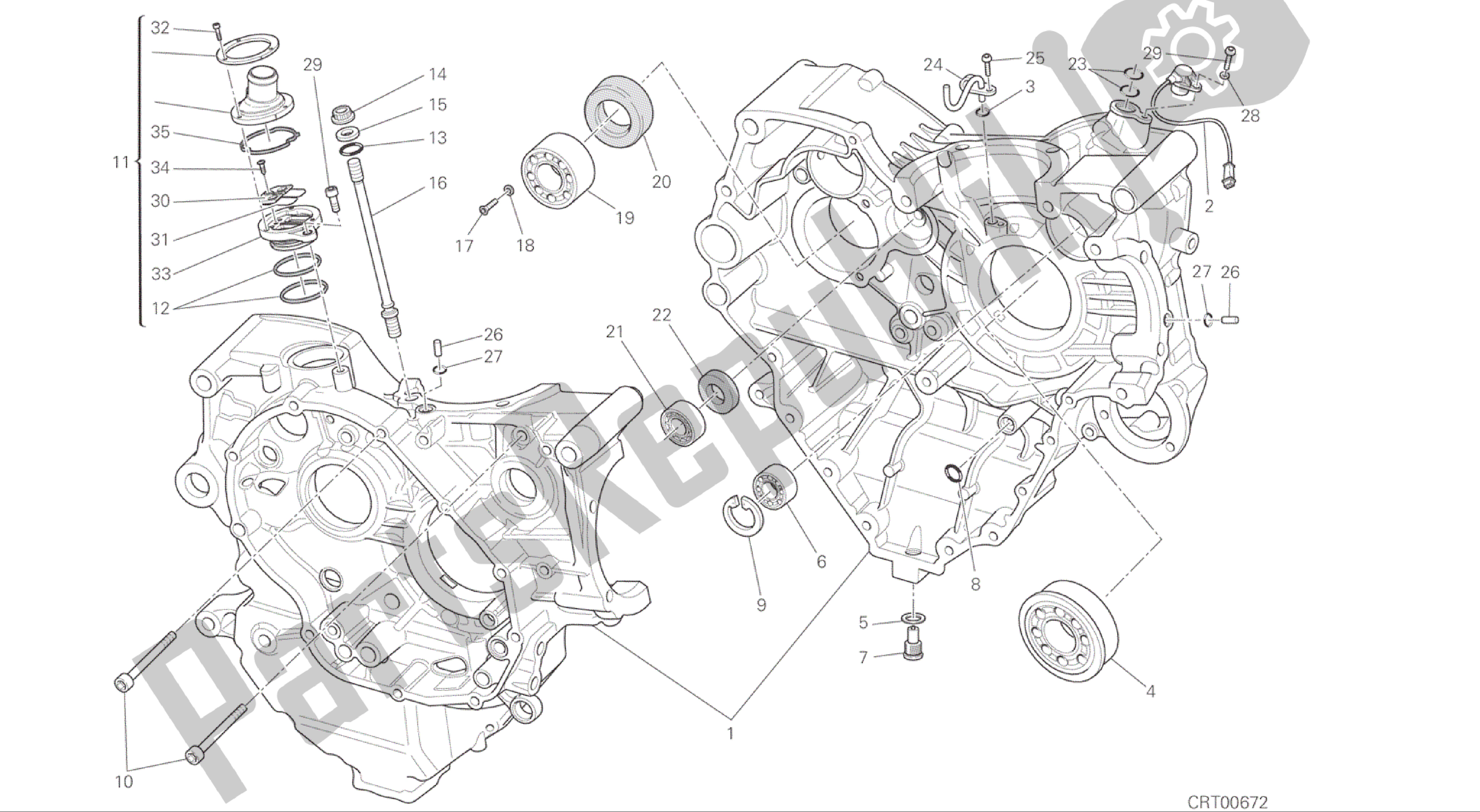 All parts for the Drawing 010 - Crankcase [mod:f848]group Engine of the Ducati Streetfighter 848 2015