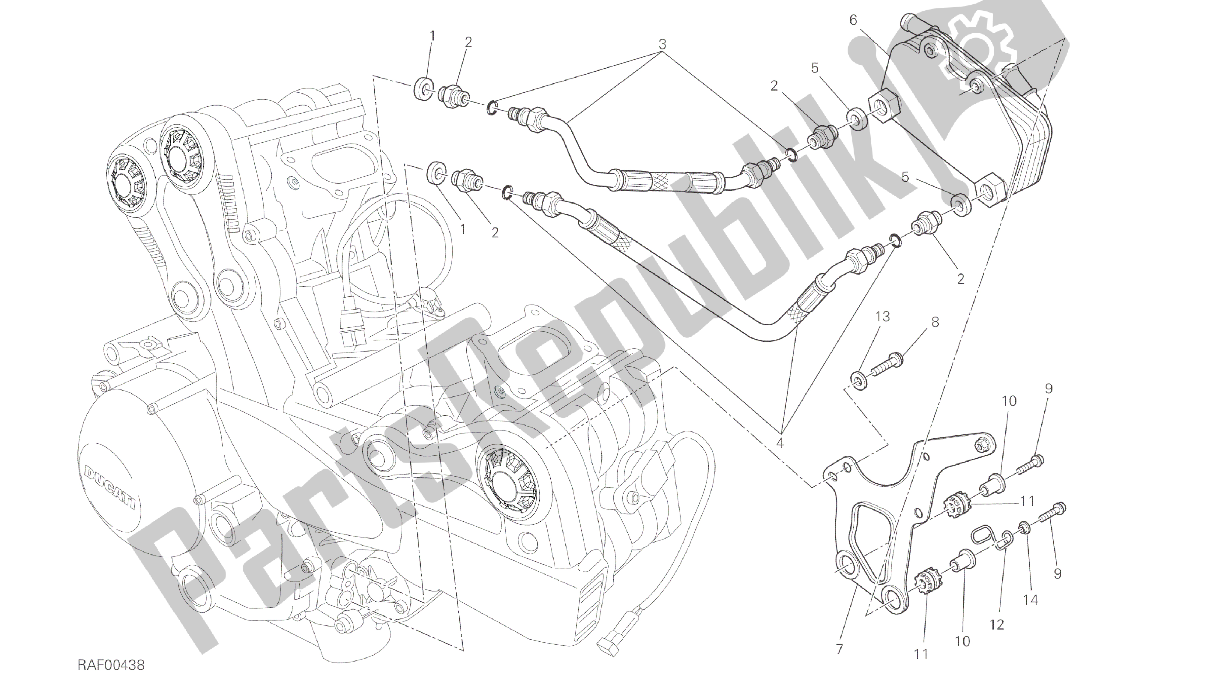 Tutte le parti per il Disegno 016 - Motore Del Gruppo Scambiatore Di Calore [mod: F848] del Ducati Streetfighter 848 2015