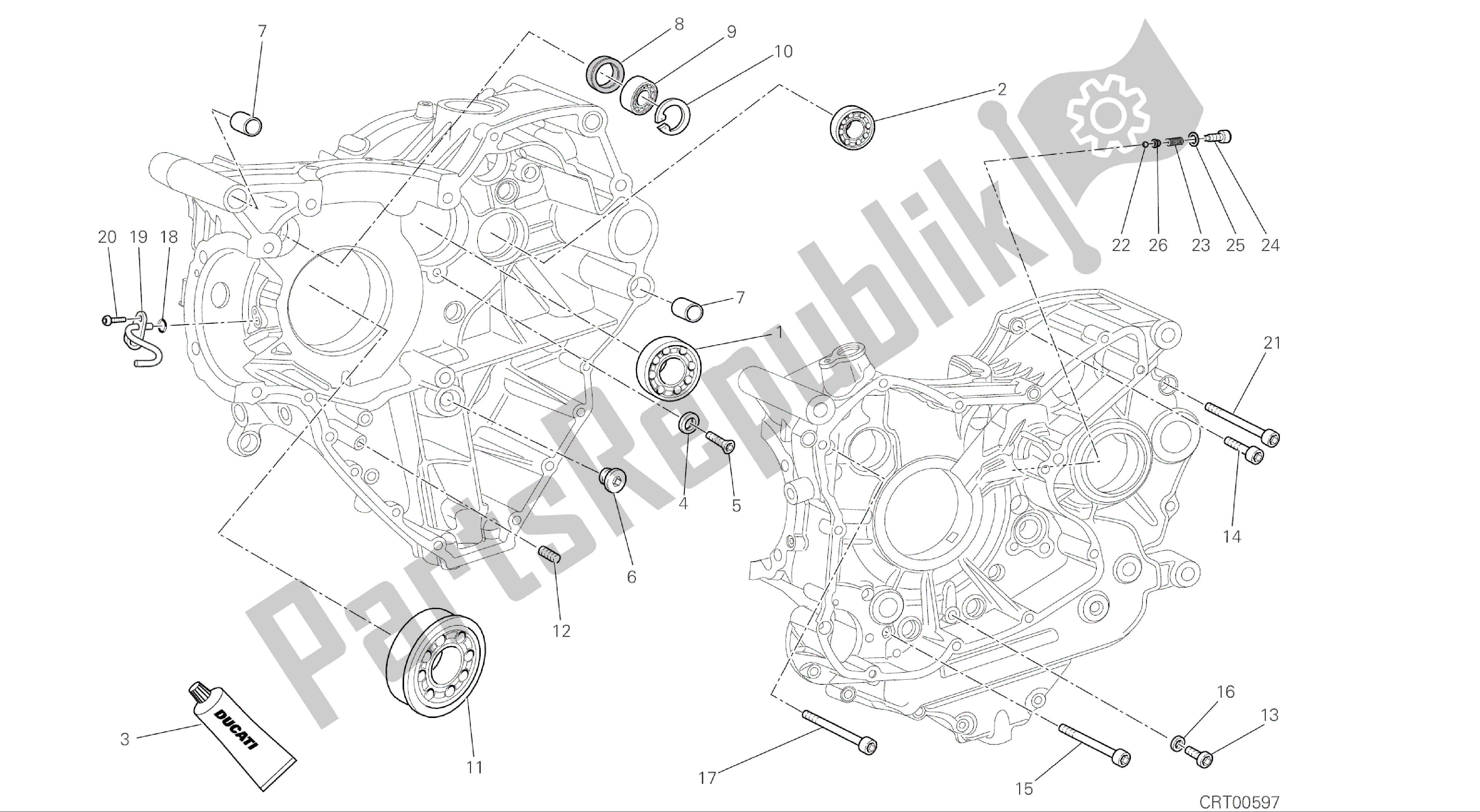 Tutte le parti per il Disegno 10a - Gruppo Motore Cuscinetti [mod: F848] del Ducati Streetfighter 848 2015