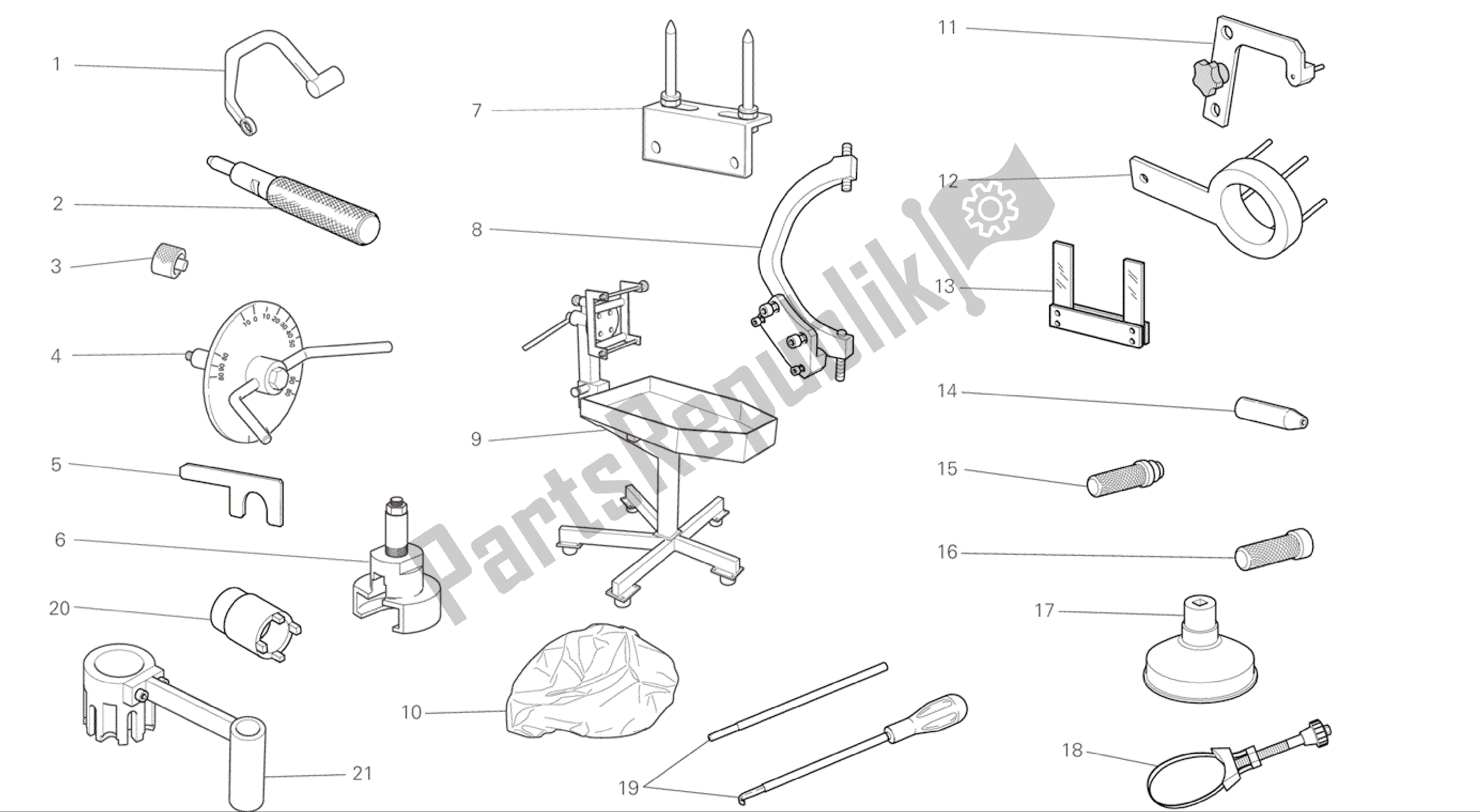 Tutte le parti per il Disegno 001 - Strumenti Di Servizio Per Officina [mod: F848] Strumenti Di Gruppo del Ducati Streetfighter 848 2015