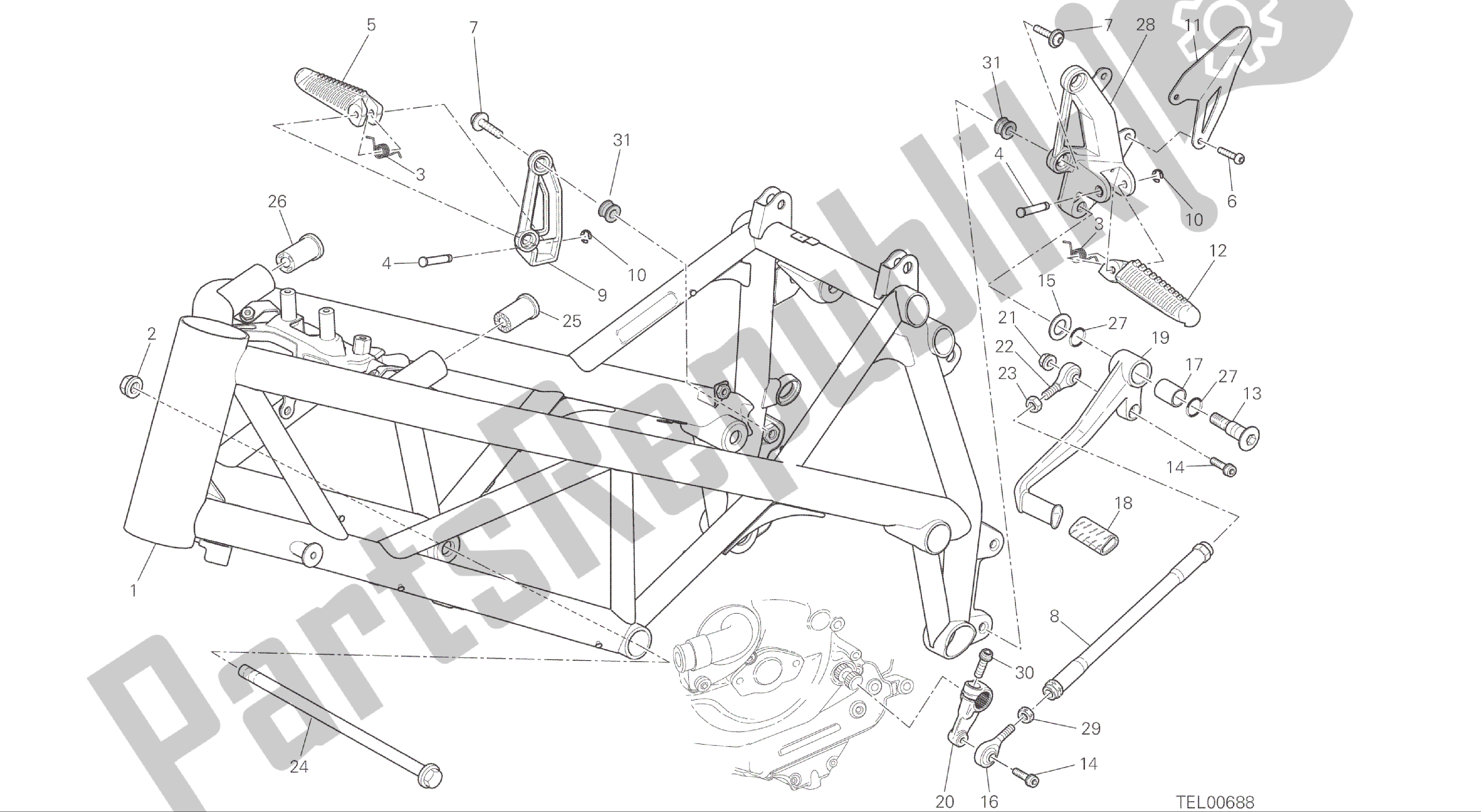 Tutte le parti per il Disegno 022 - Cornice [mod: F848] Cornice Di Gruppo del Ducati Streetfighter 848 2015