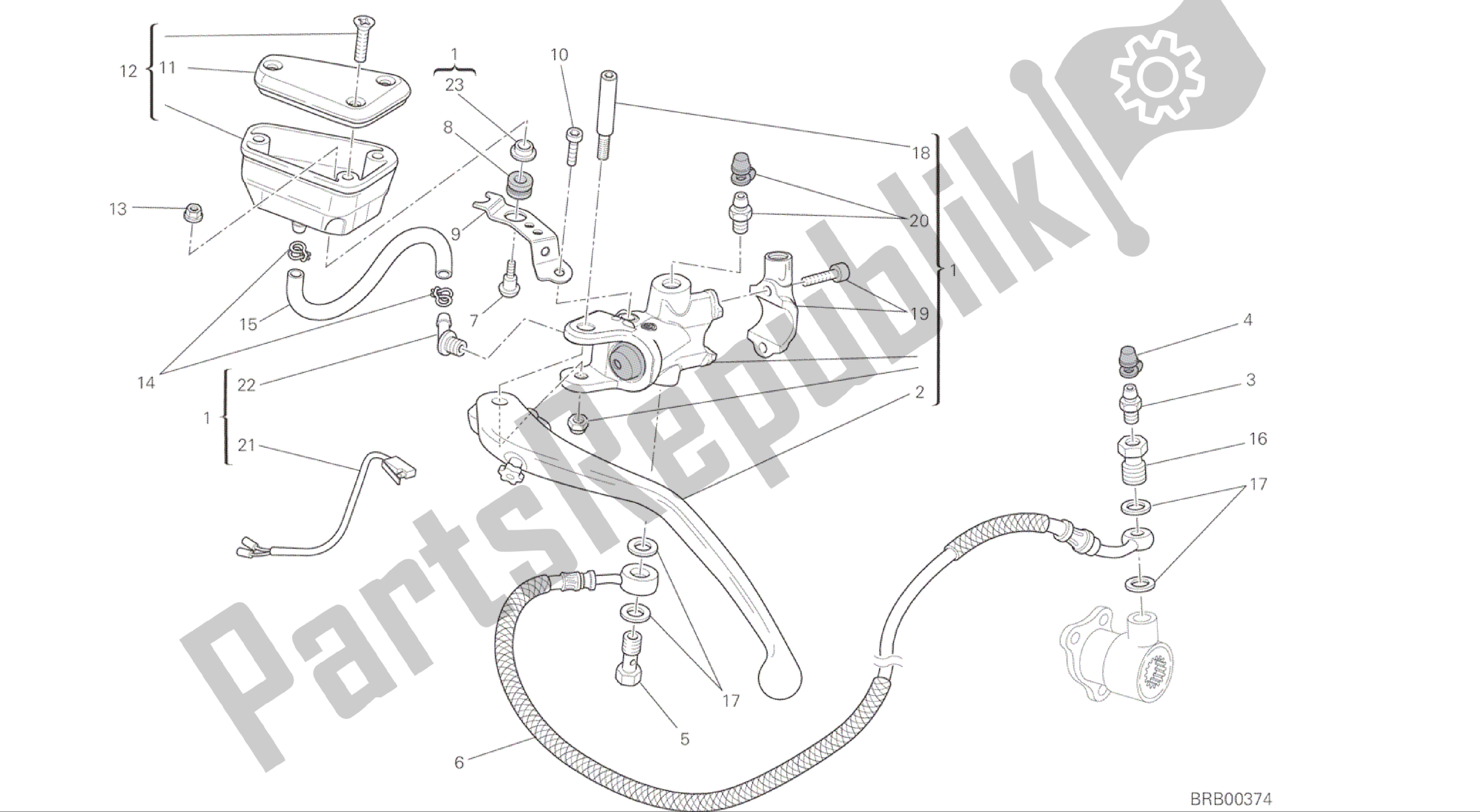 Alle onderdelen voor de Tekening 023 - Koppelingshoofdcilinder [mod: F848] Groepsframe van de Ducati Streetfighter 848 2015