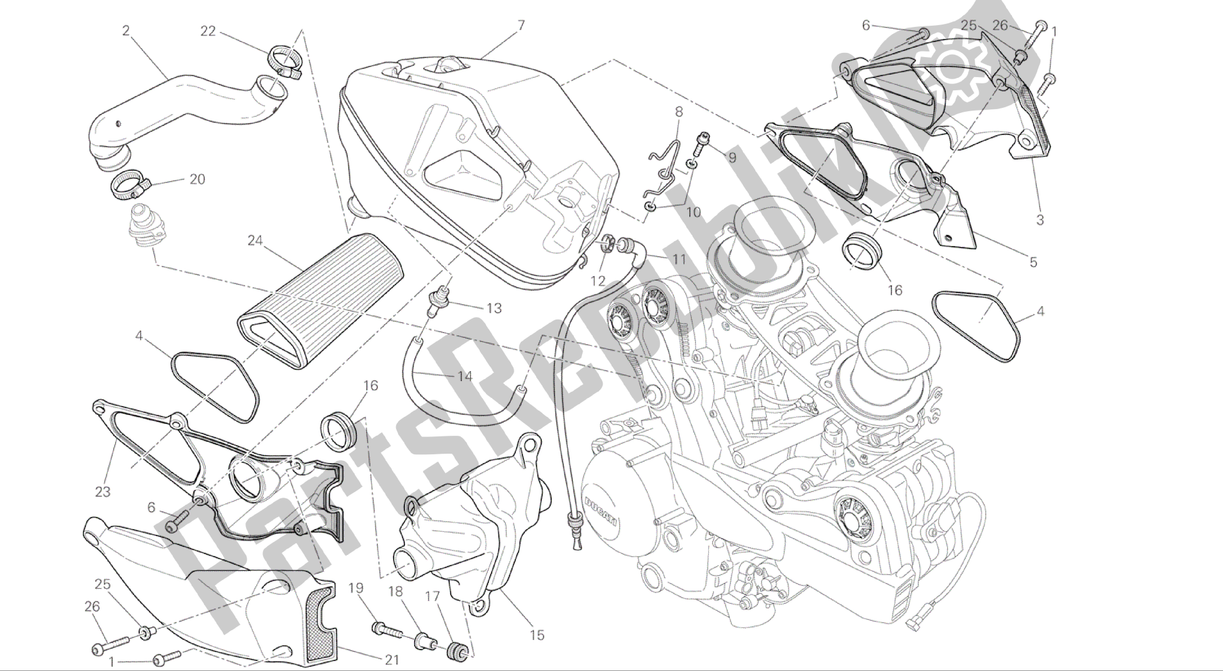 Alle onderdelen voor de Tekening 029 - Intake [mod: F848] Groepsframe van de Ducati Streetfighter 848 2015