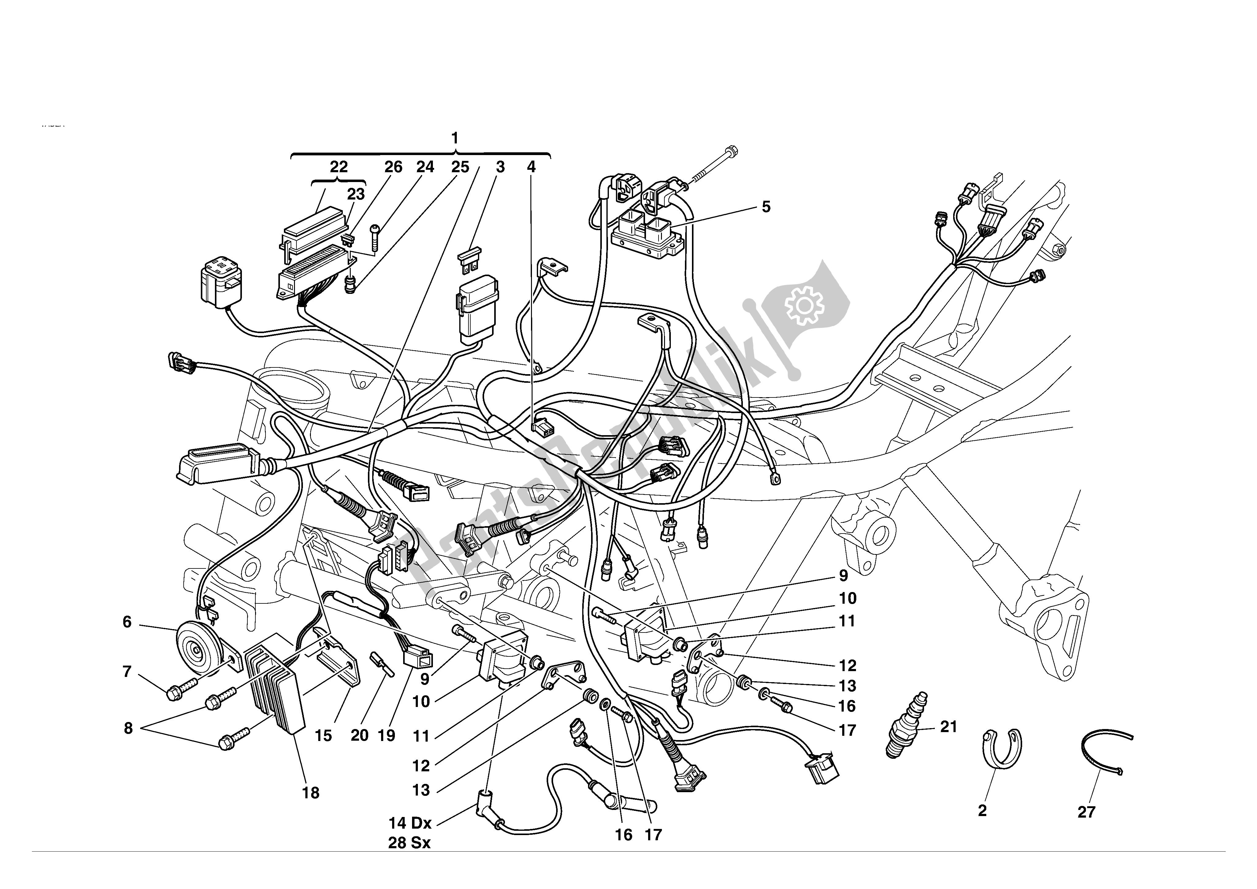 All parts for the Electric System of the Ducati Supersport 1000 2004