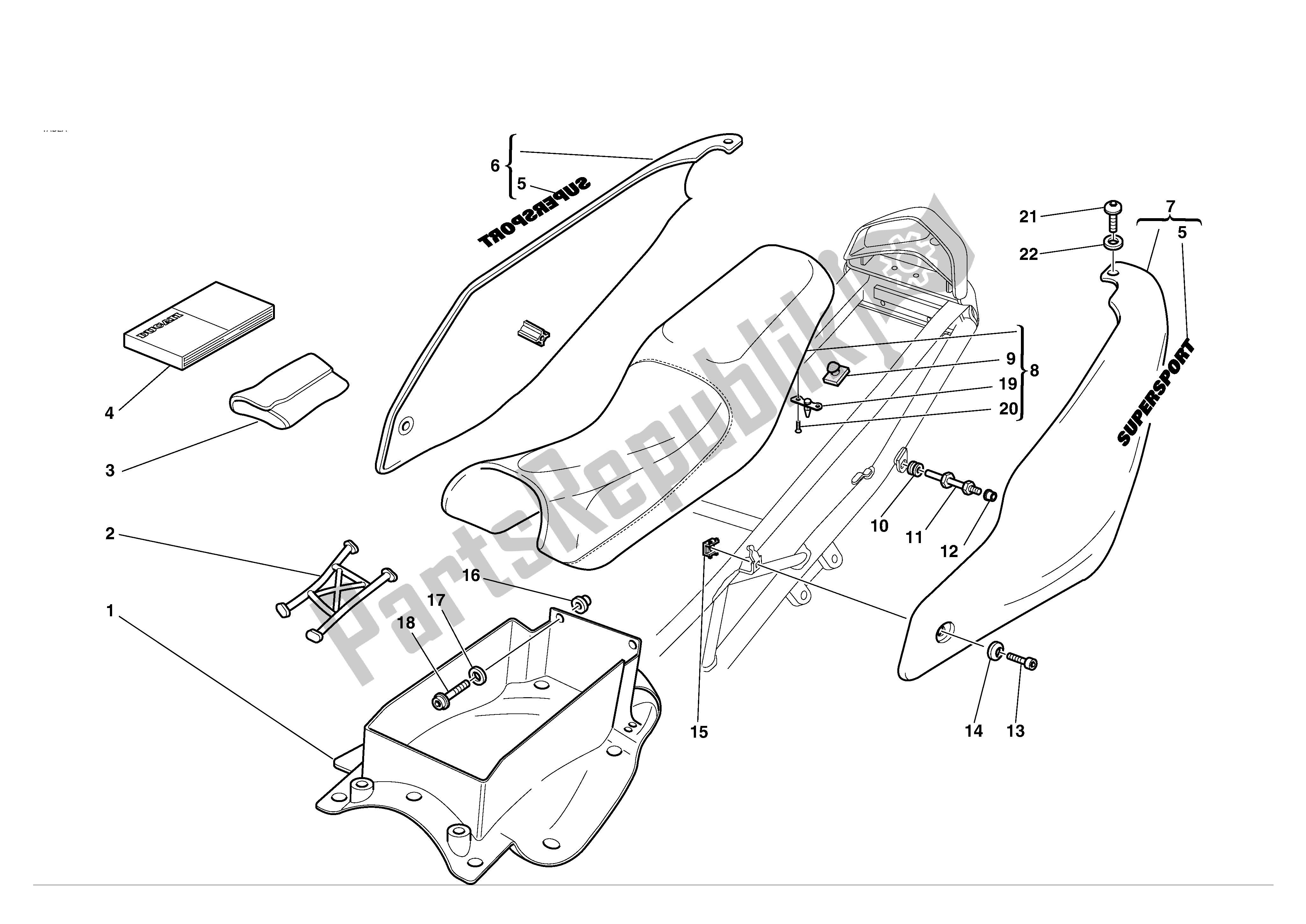 Tutte le parti per il Posto A Sedere del Ducati Supersport 1000 2004