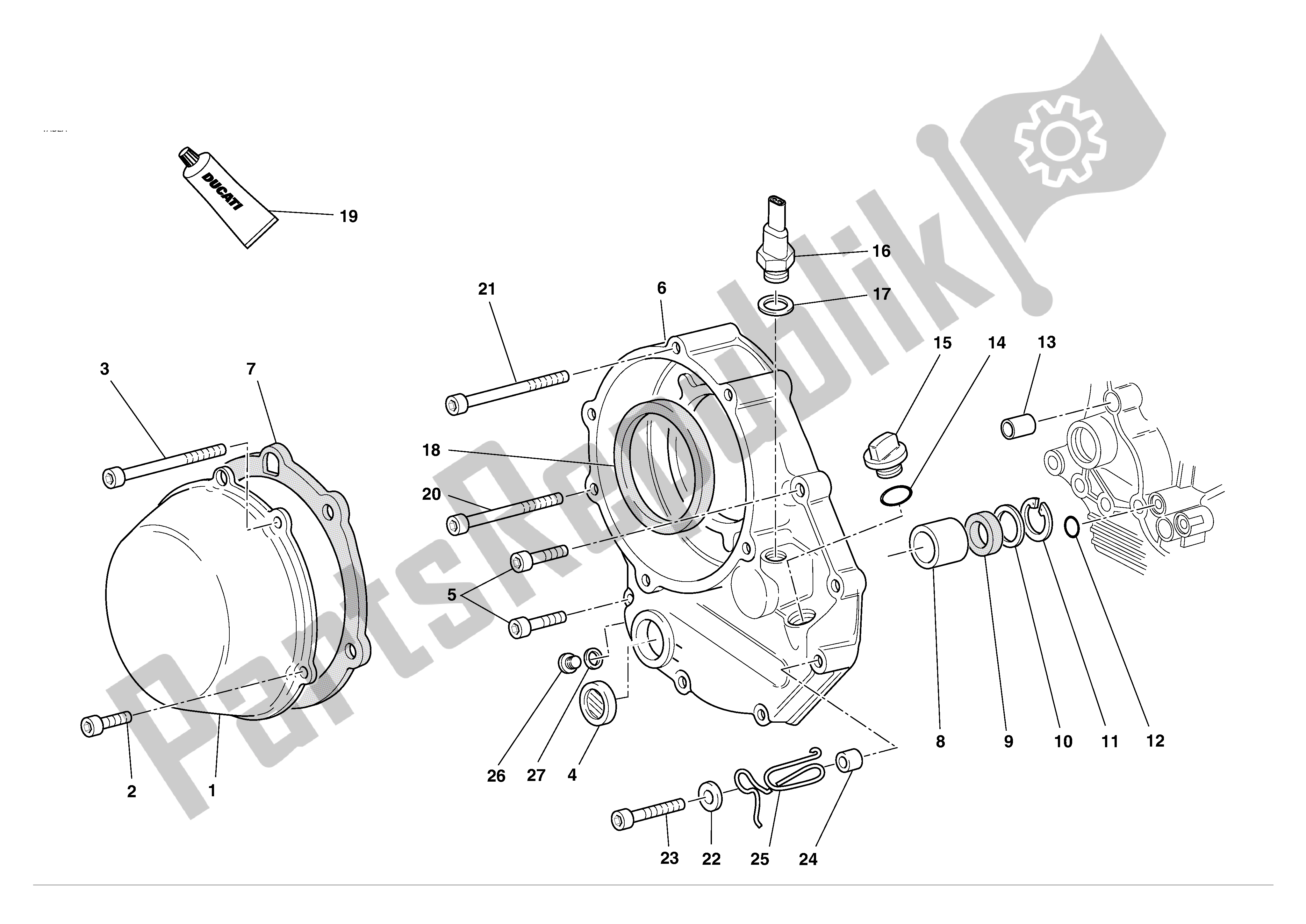 Tutte le parti per il Coperchio Frizione del Ducati Supersport 1000 2004