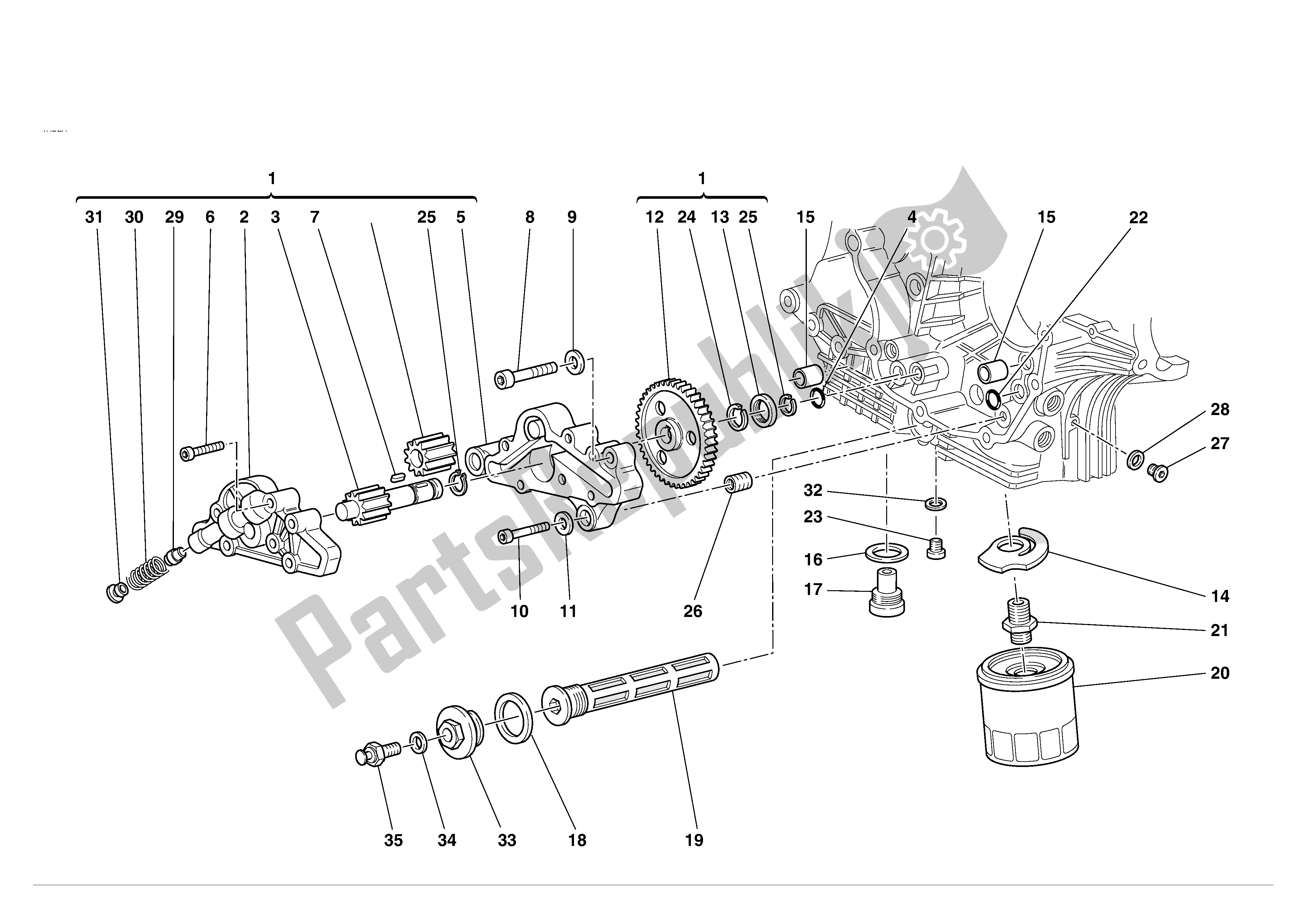 Todas las partes para Filtros Y Bomba De Aceite de Ducati Supersport 1000 2004