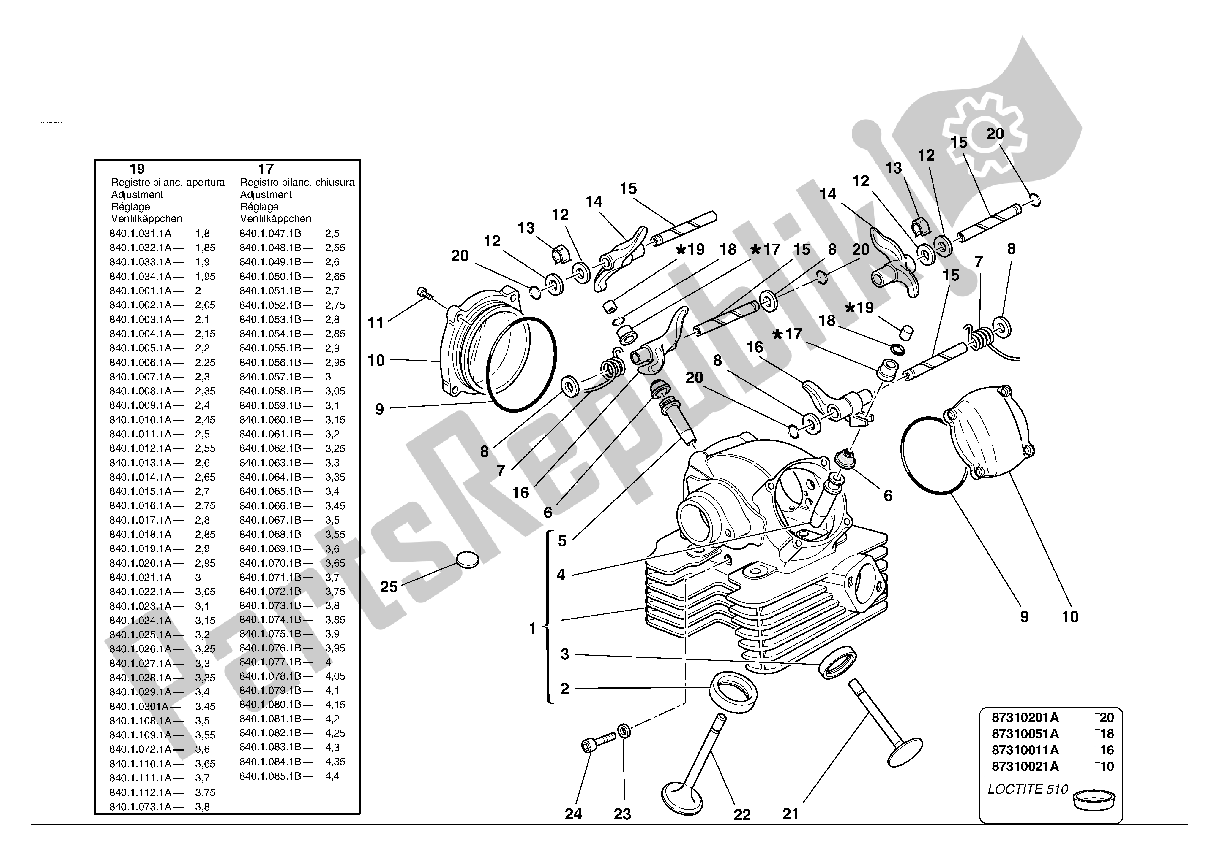 Todas las partes para Cabeza Vertical de Ducati Supersport 1000 2004