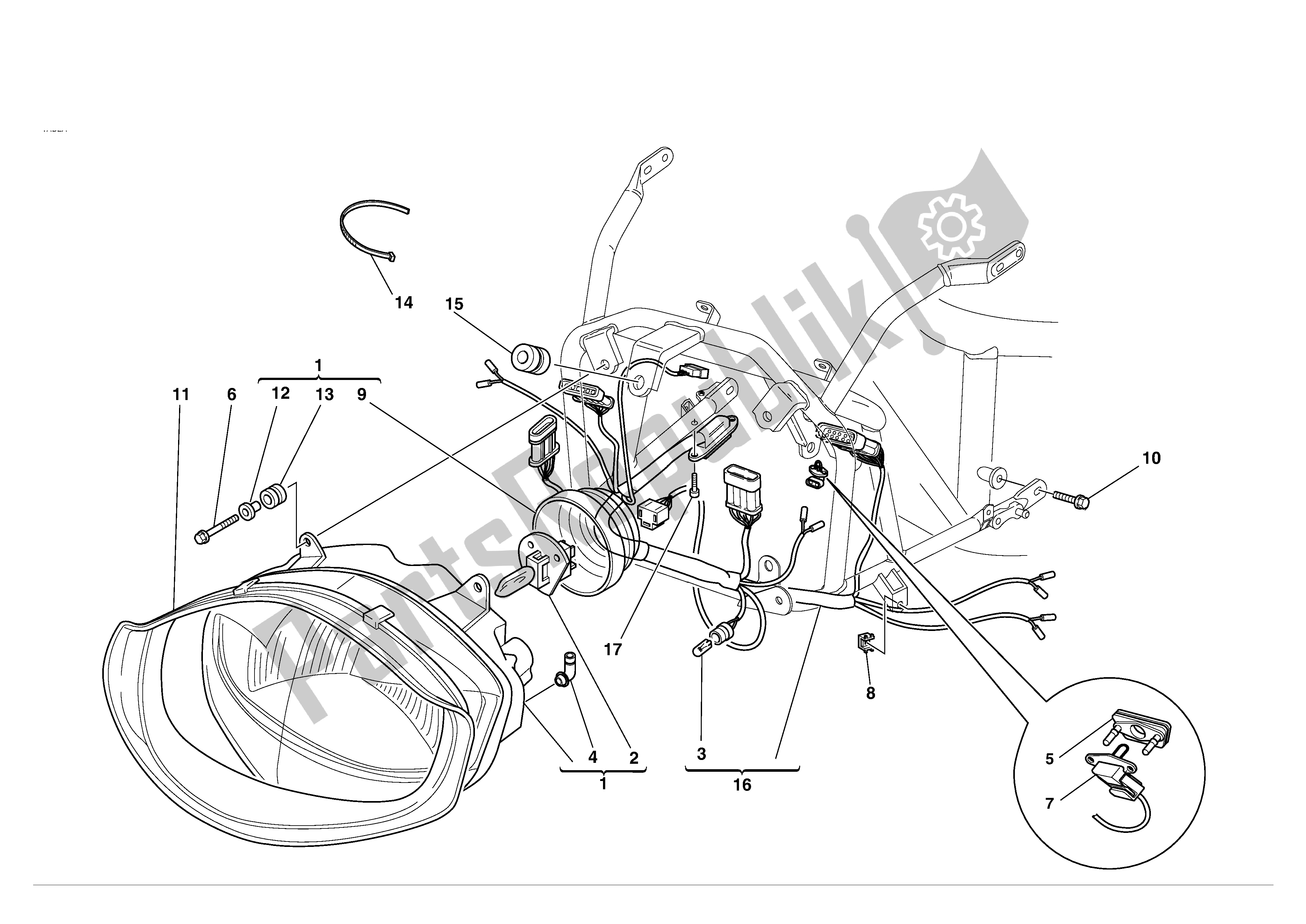 Todas las partes para Cableado Del Faro Delantero Y Eléctrico de Ducati Supersport 1000 2004