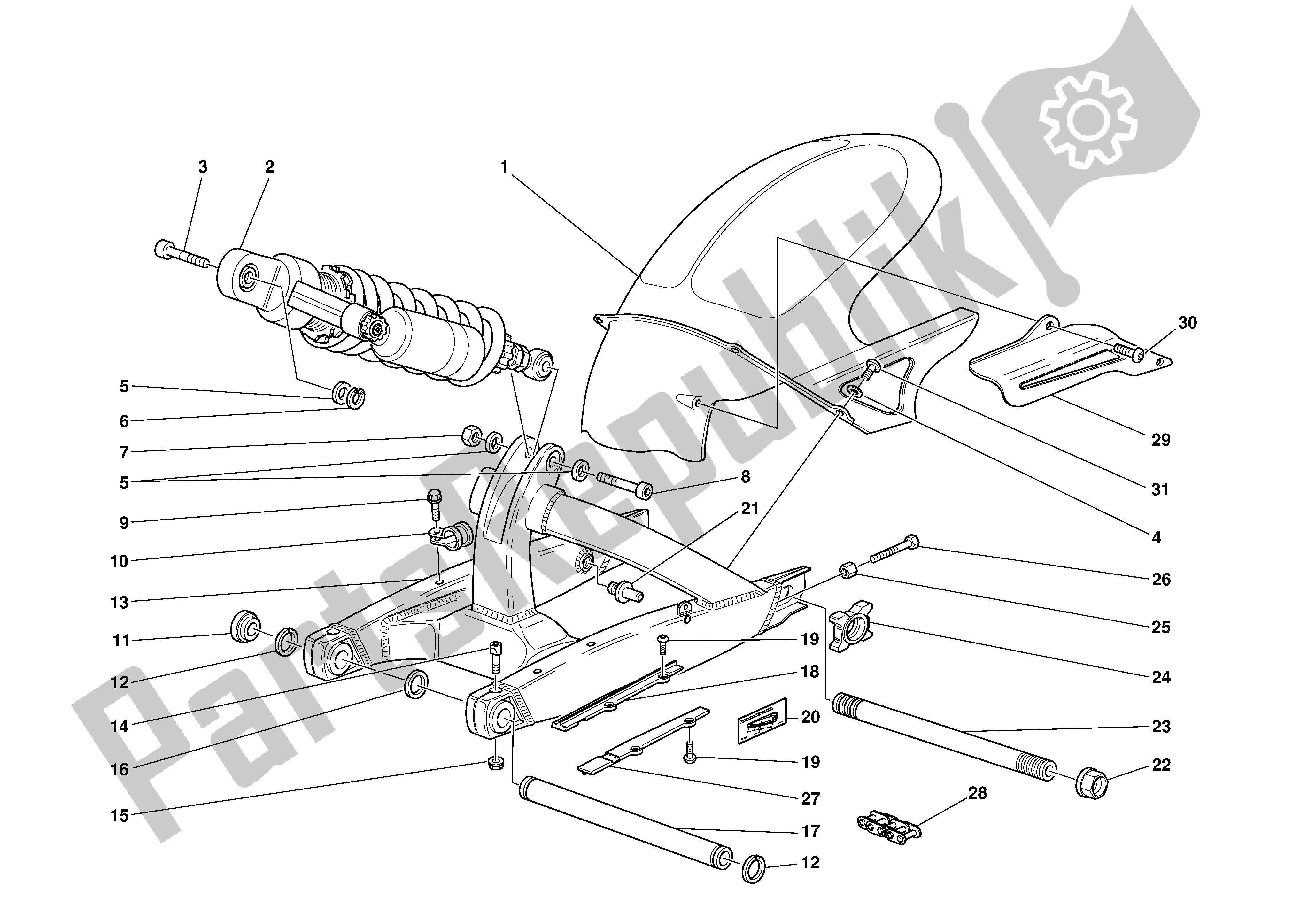 Tutte le parti per il Forcellone E Catena del Ducati Supersport DS 1000 2003