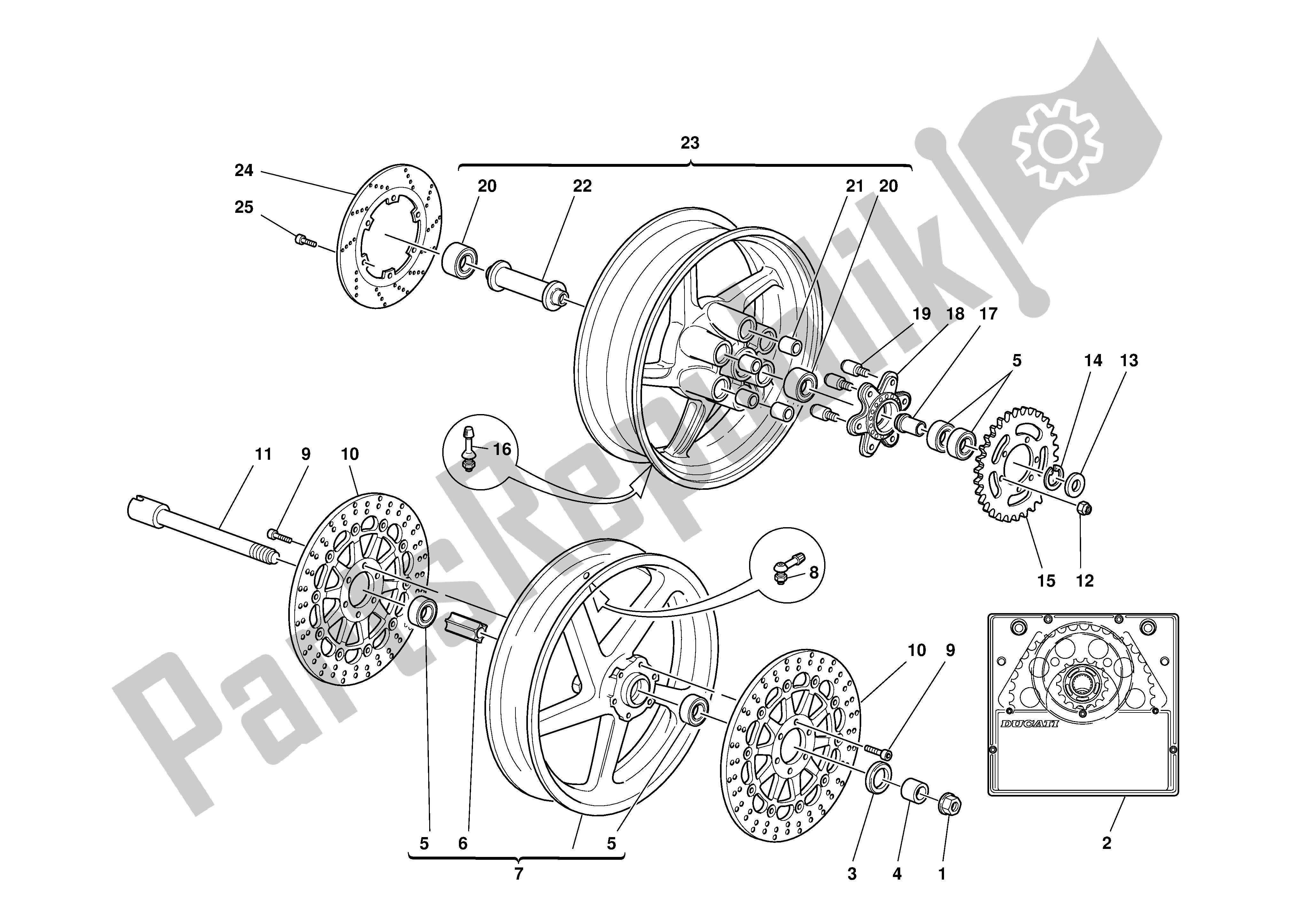 Tutte le parti per il Ruote del Ducati Supersport DS 1000 2003