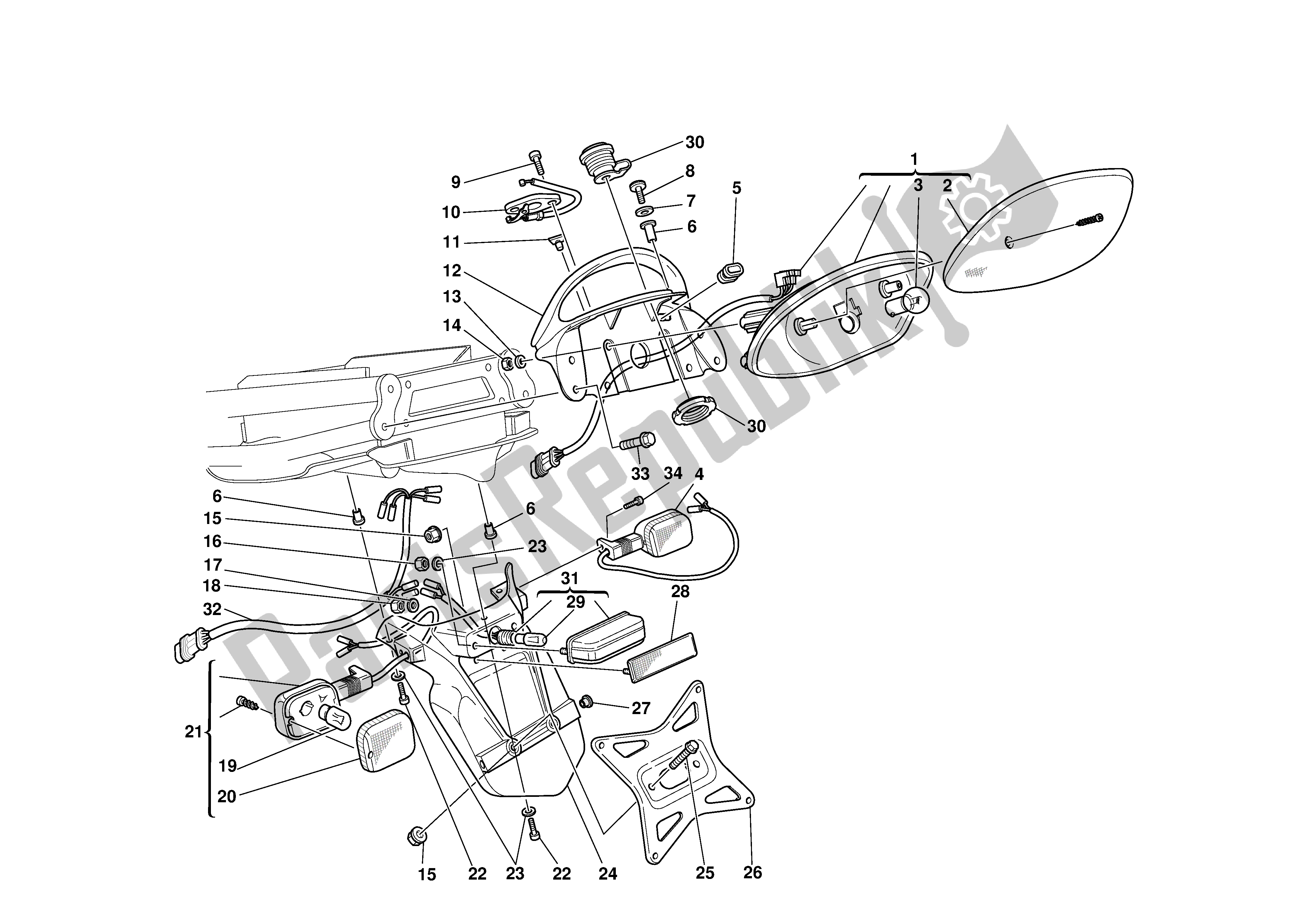 Tutte le parti per il Porta Targa del Ducati Supersport DS 1000 2003