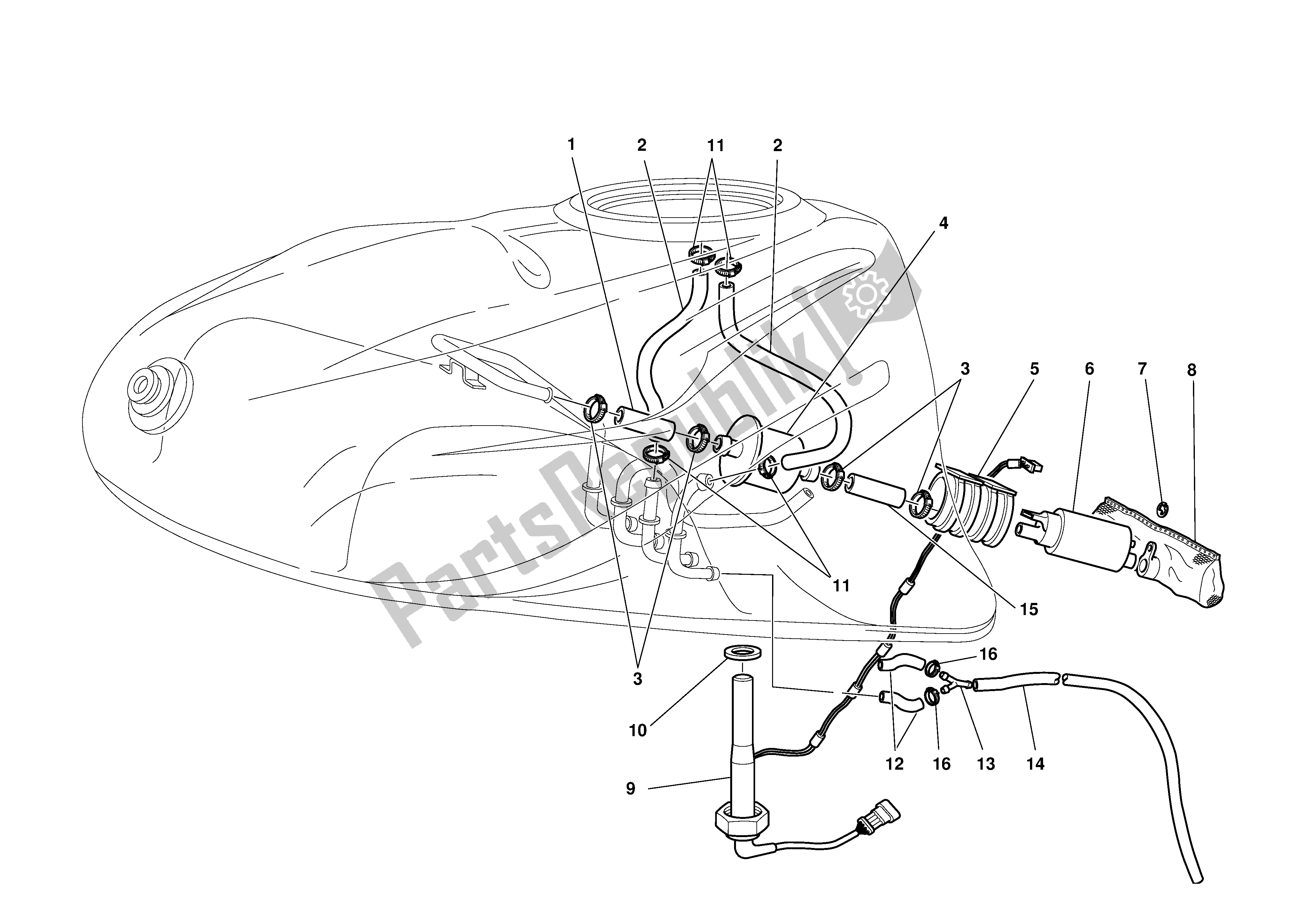 Tutte le parti per il Sistema Di Alimentazione Carburante del Ducati Supersport DS 1000 2003