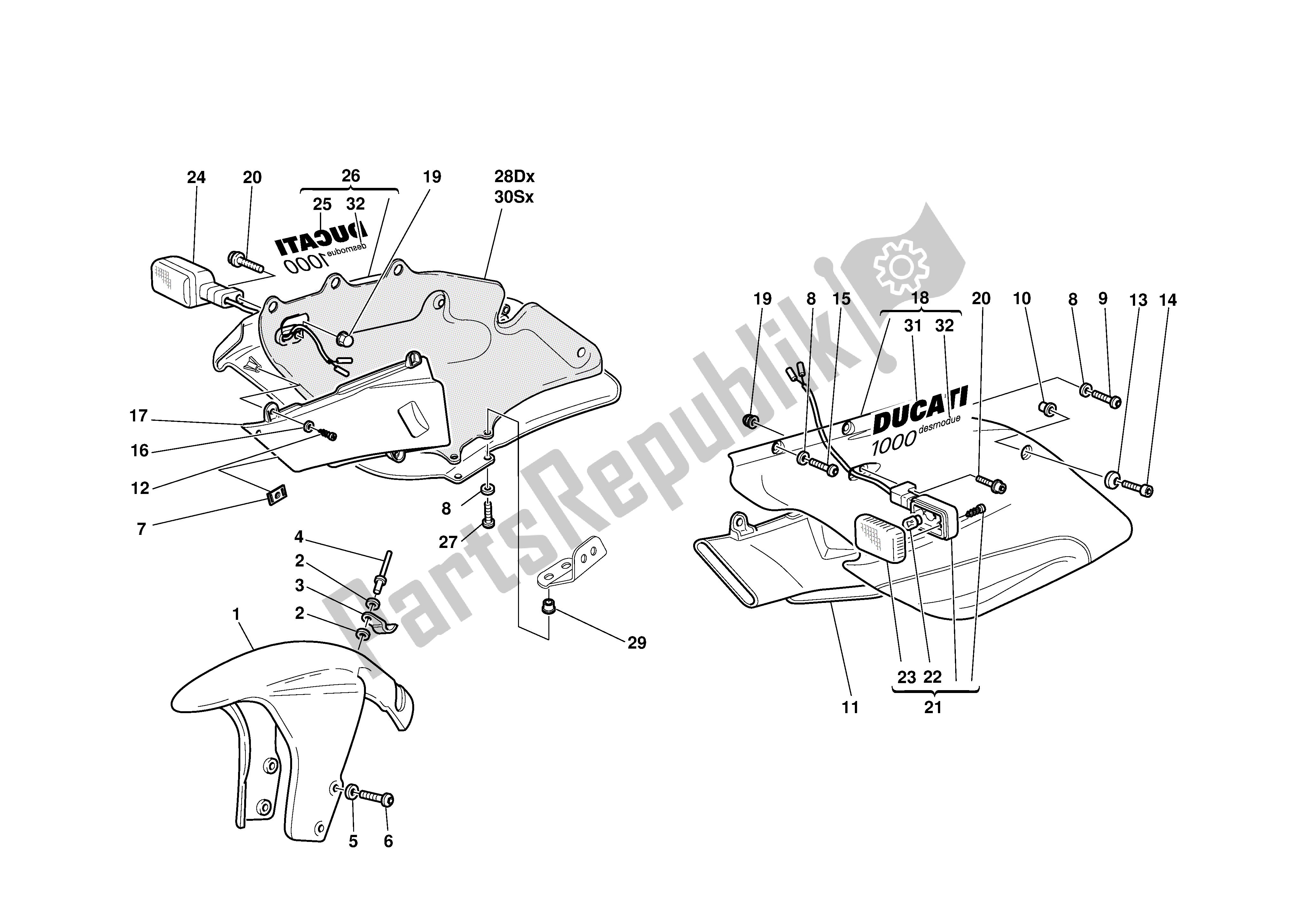 Tutte le parti per il Mezza Carenatura del Ducati Supersport DS 1000 2003