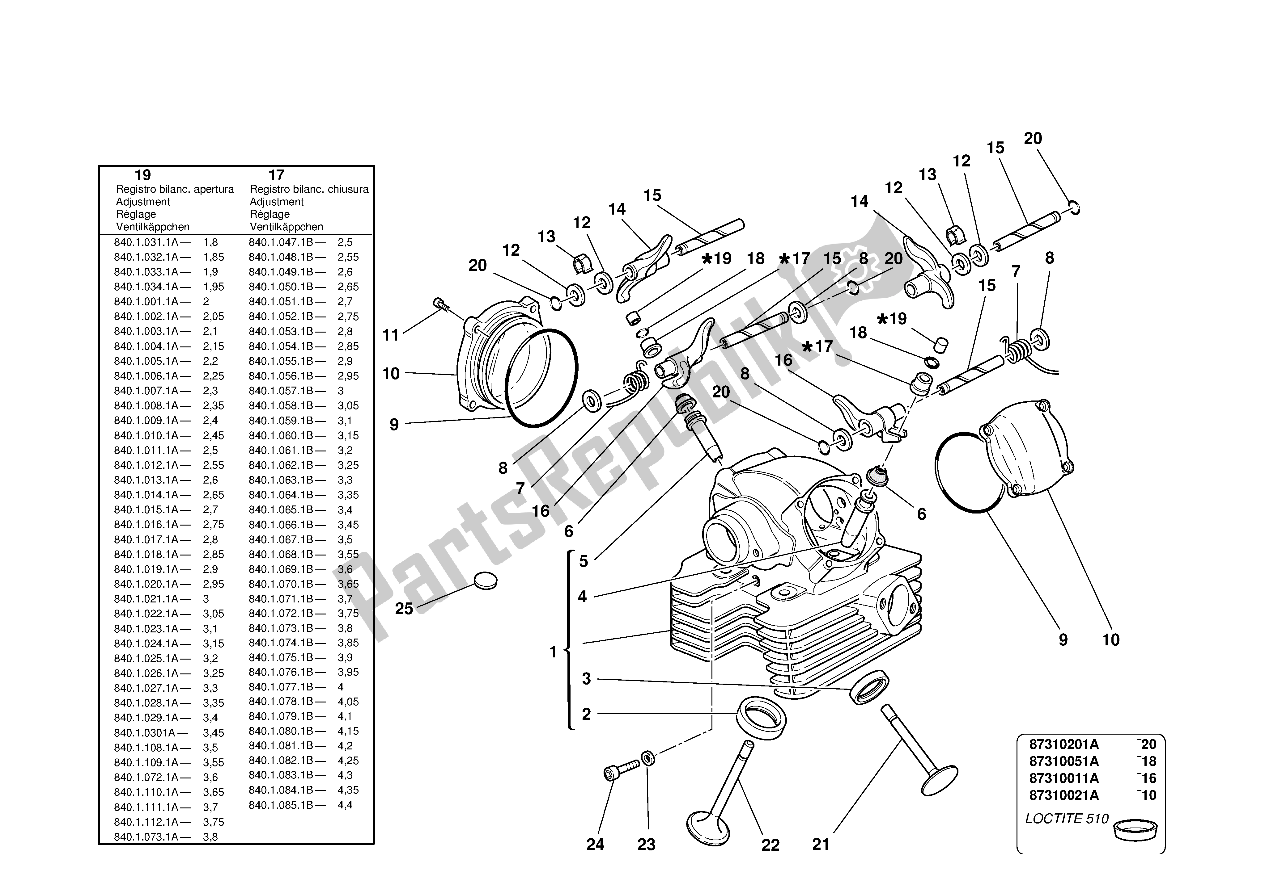 Tutte le parti per il Testa Verticale del Ducati Supersport DS 1000 2003