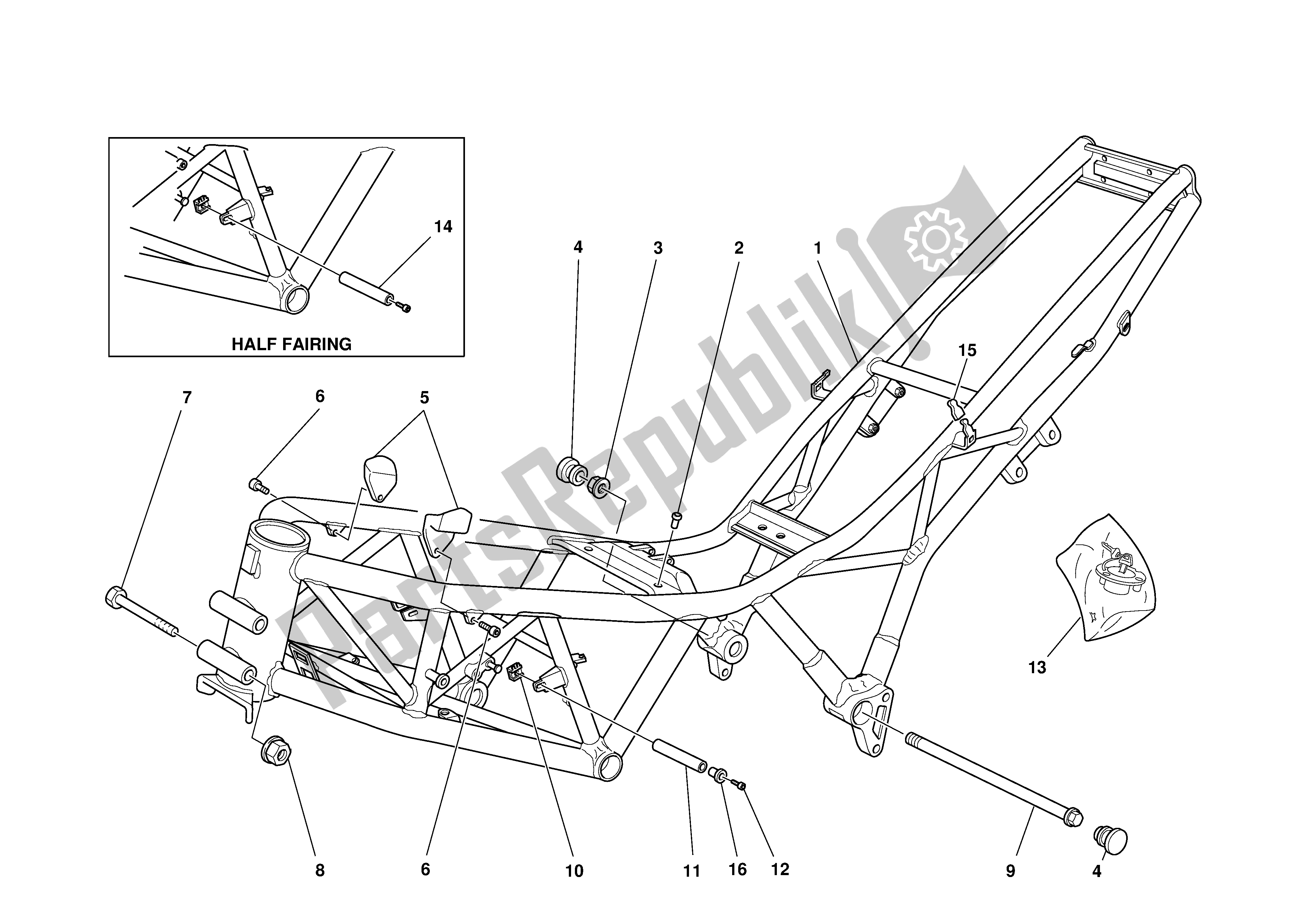 Tutte le parti per il Telaio del Ducati Supersport DS 1000 2003