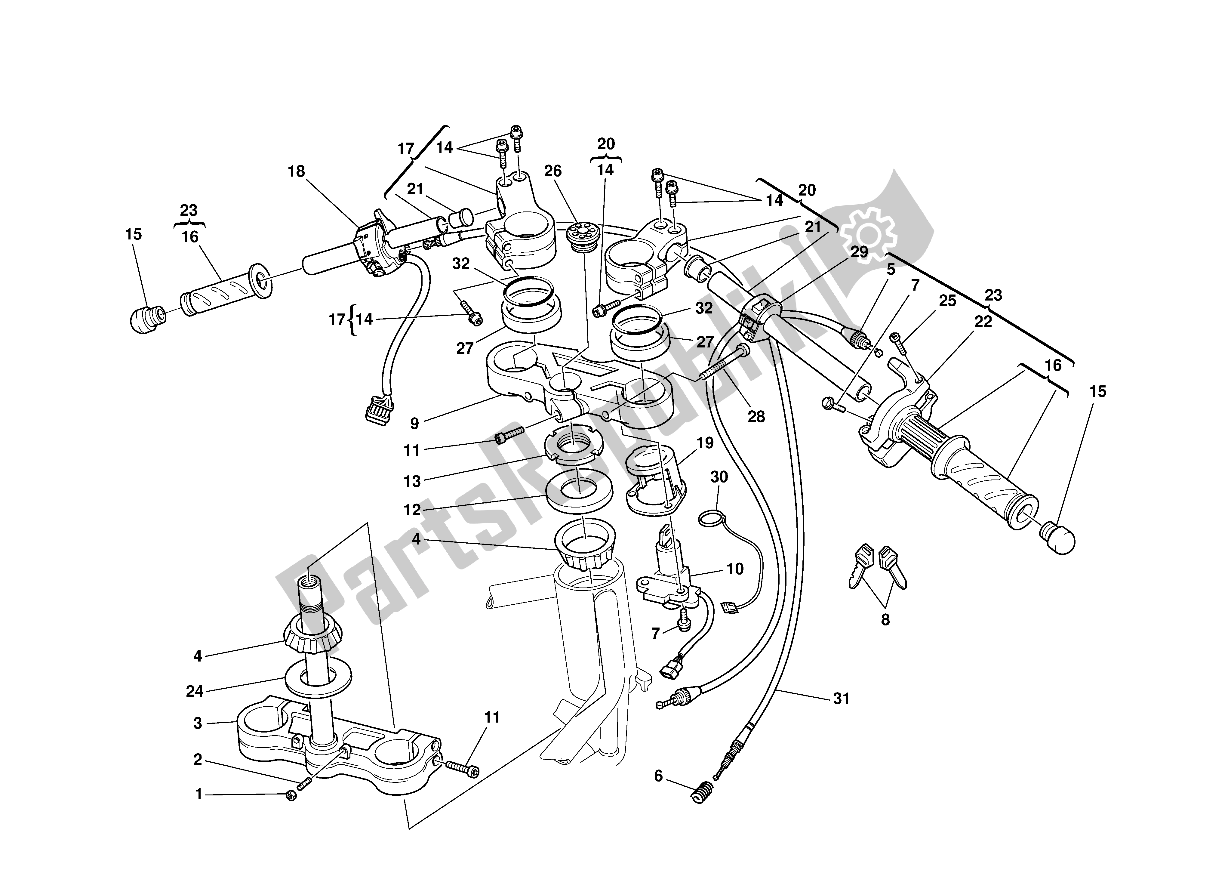 Alle onderdelen voor de Stuur En Bedieningselementen van de Ducati Supersport DS 1000 2003