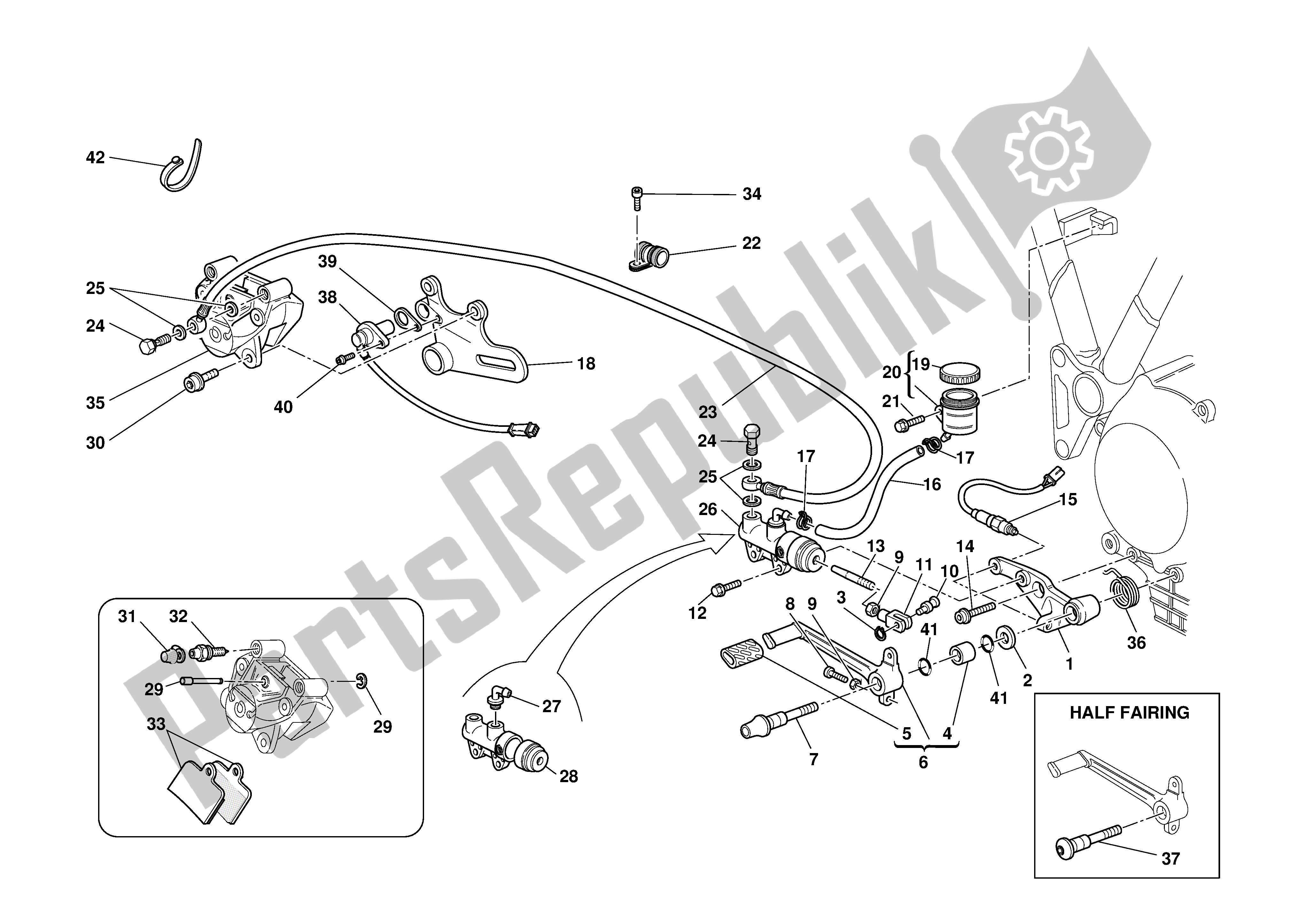 Tutte le parti per il Freno Idraulico Posteriore del Ducati Supersport 620 2003