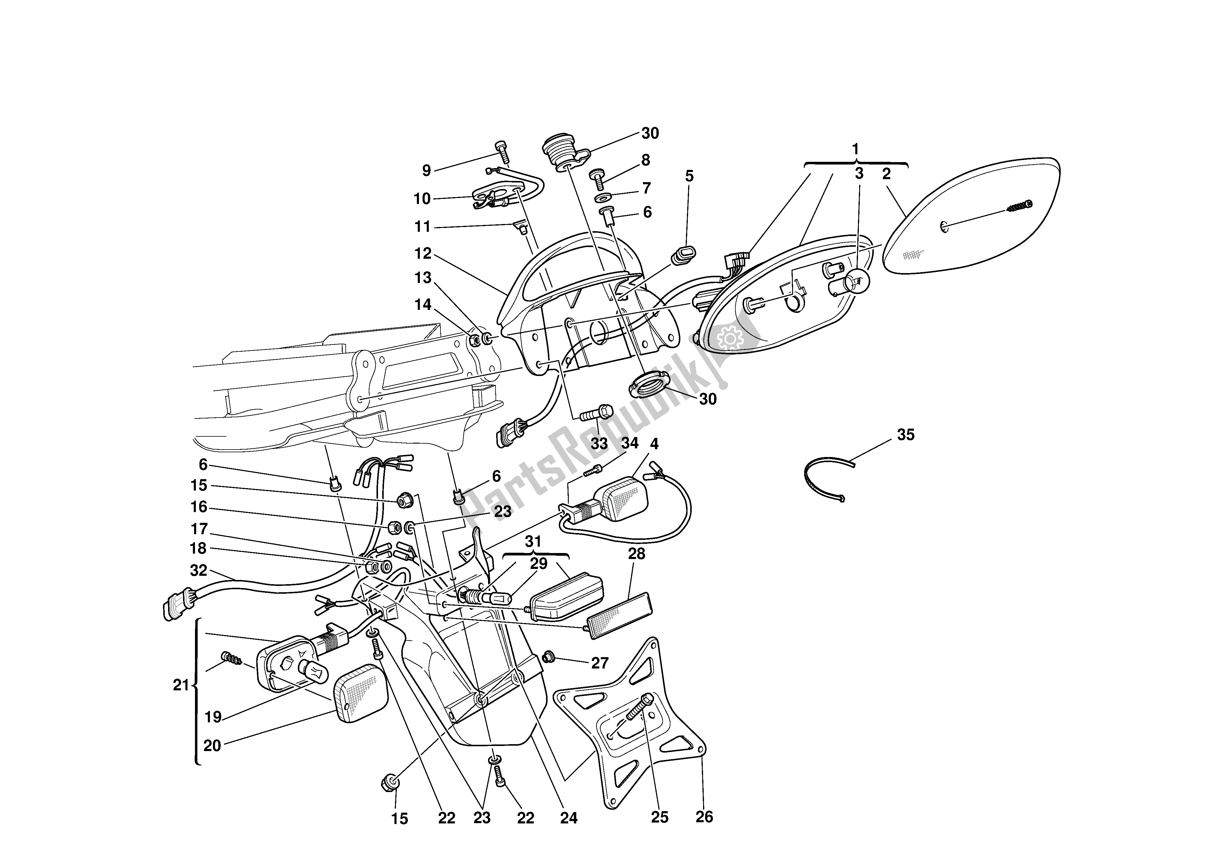 Tutte le parti per il Porta Targa del Ducati Supersport 620 2003