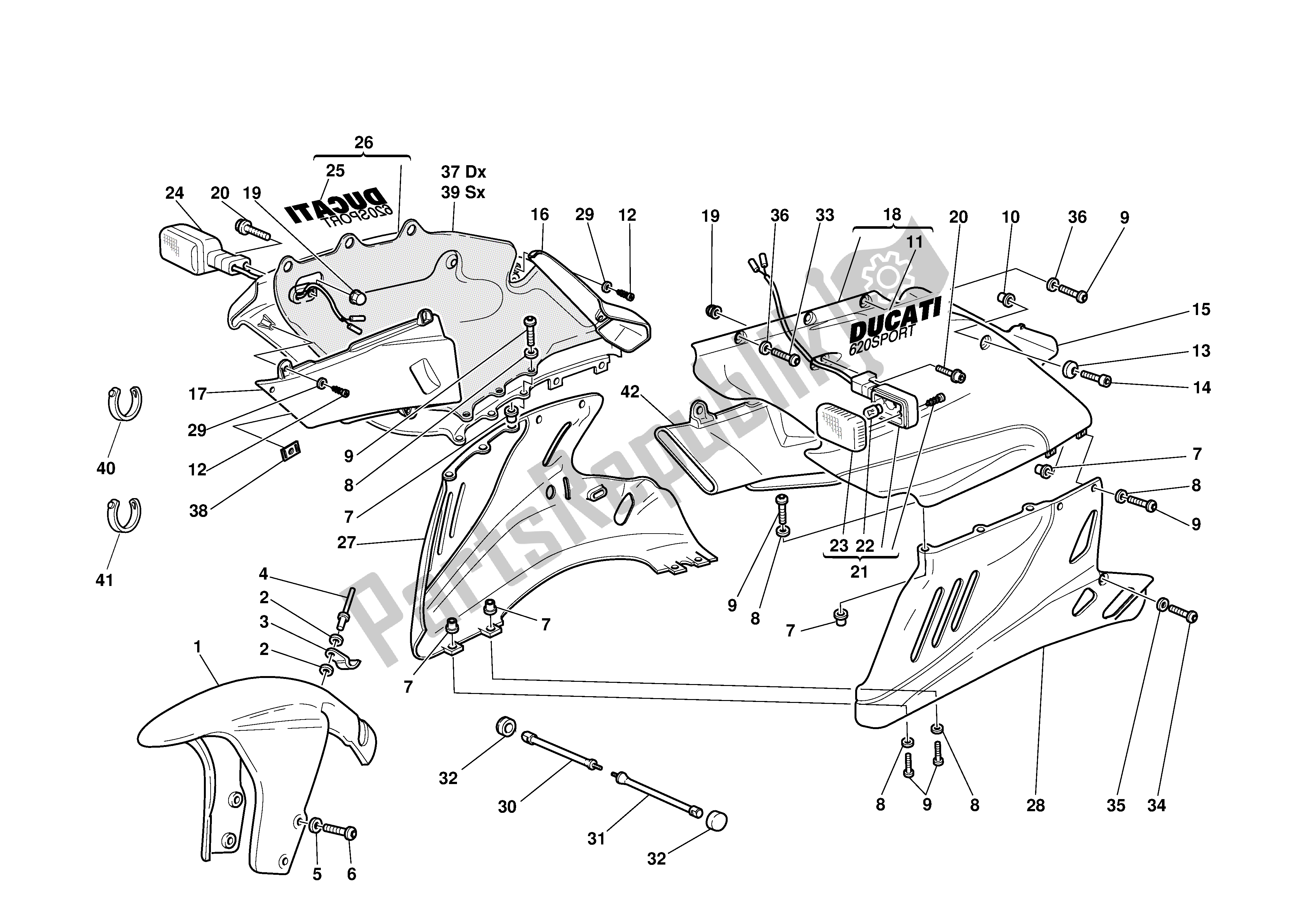 Tutte le parti per il Carenatura del Ducati Supersport 620 2003