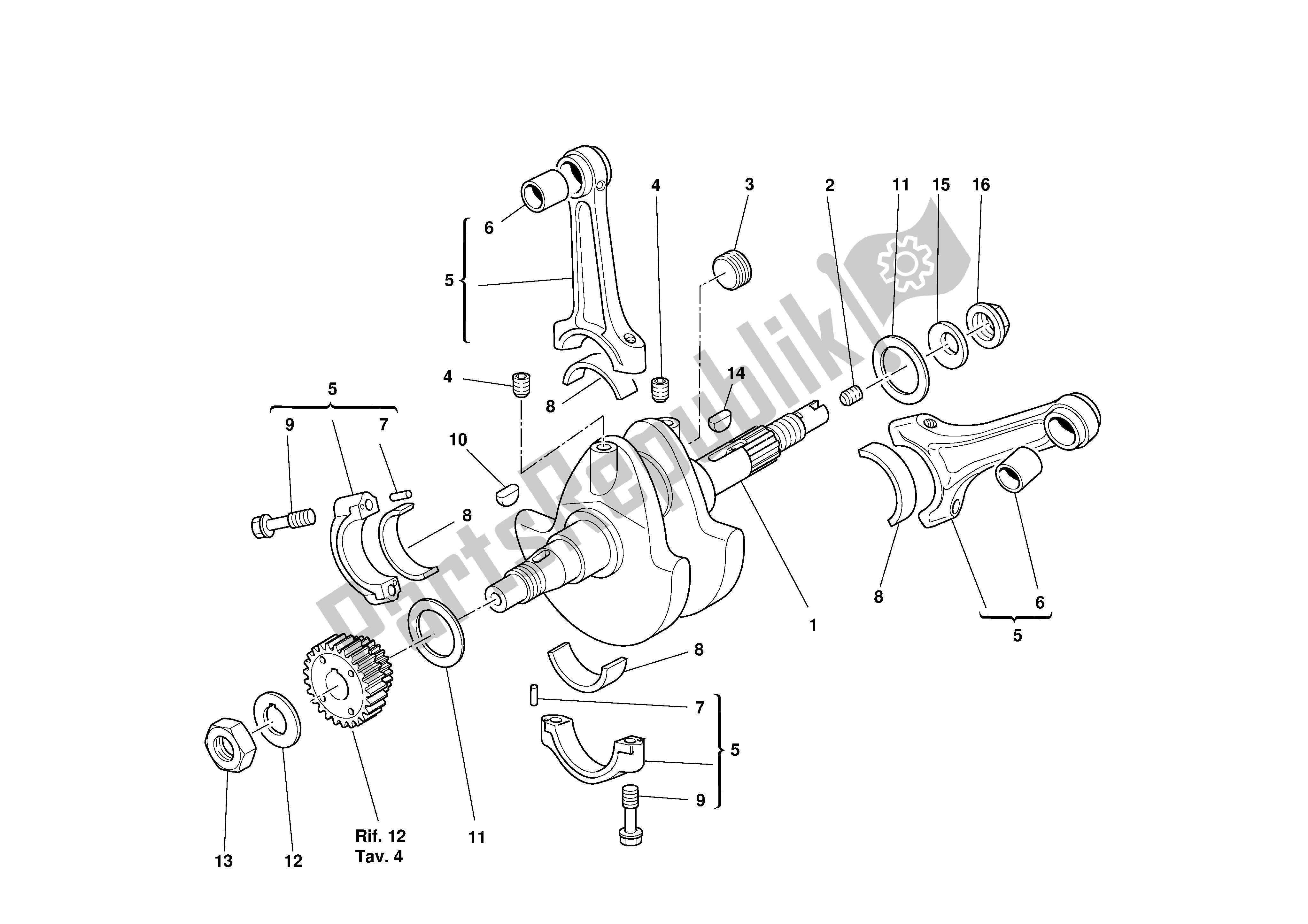 Tutte le parti per il Albero A Gomiti del Ducati Supersport 620 2003