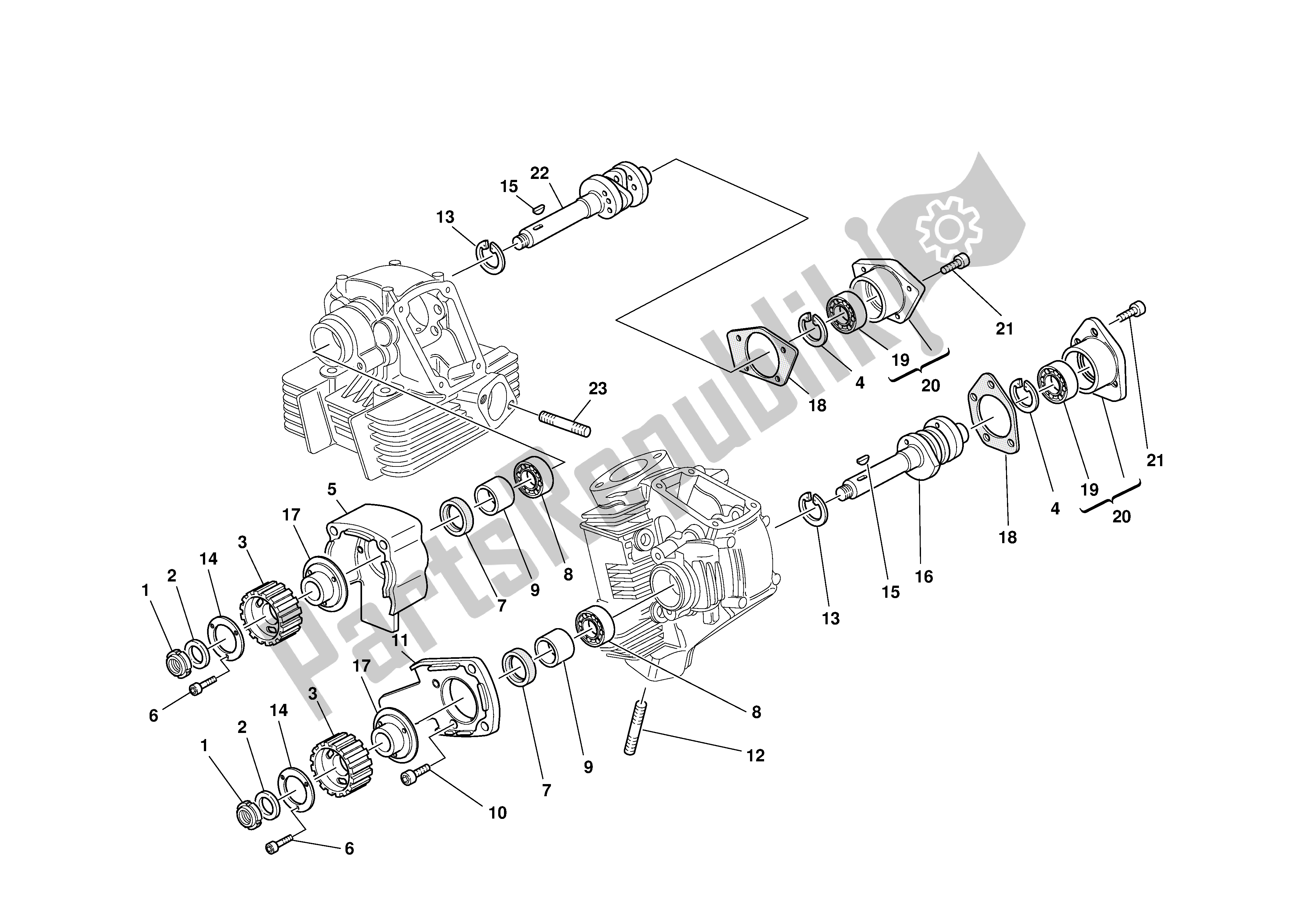 Tutte le parti per il Testa: Tempismo del Ducati Supersport 620 2003