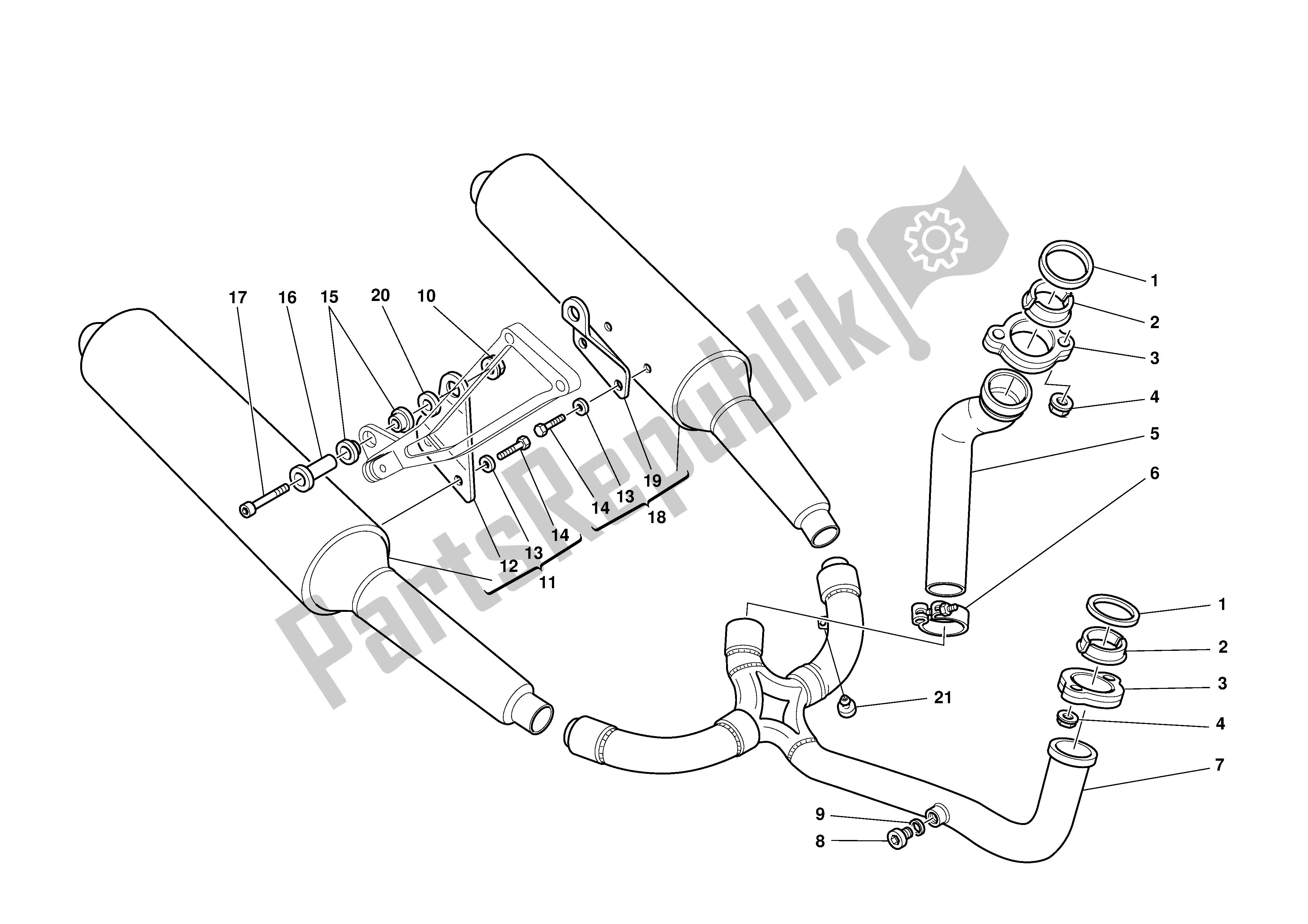 Todas las partes para Sistema De Escape de Ducati Supersport 620 2003