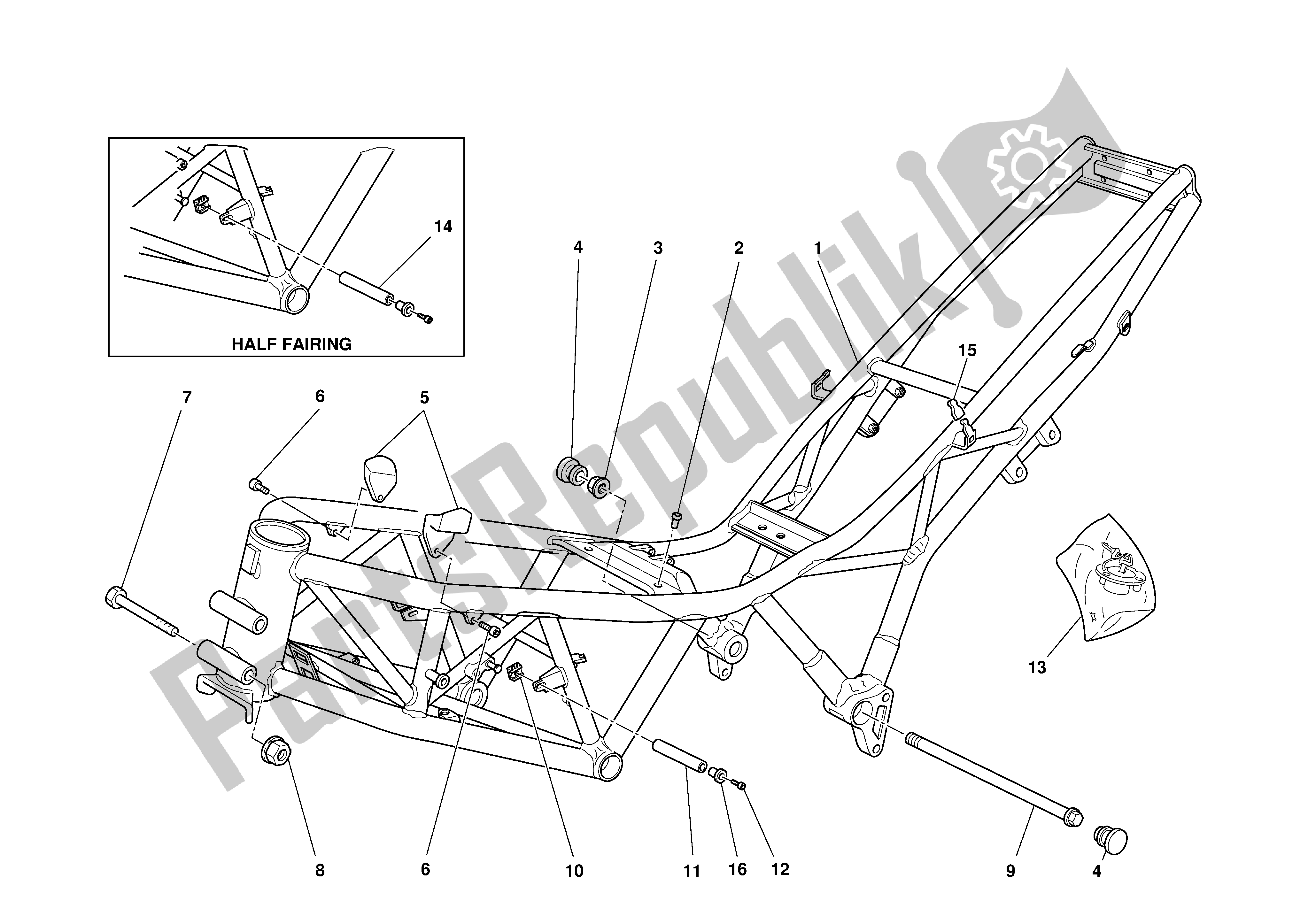 Tutte le parti per il Telaio del Ducati Supersport 620 2003