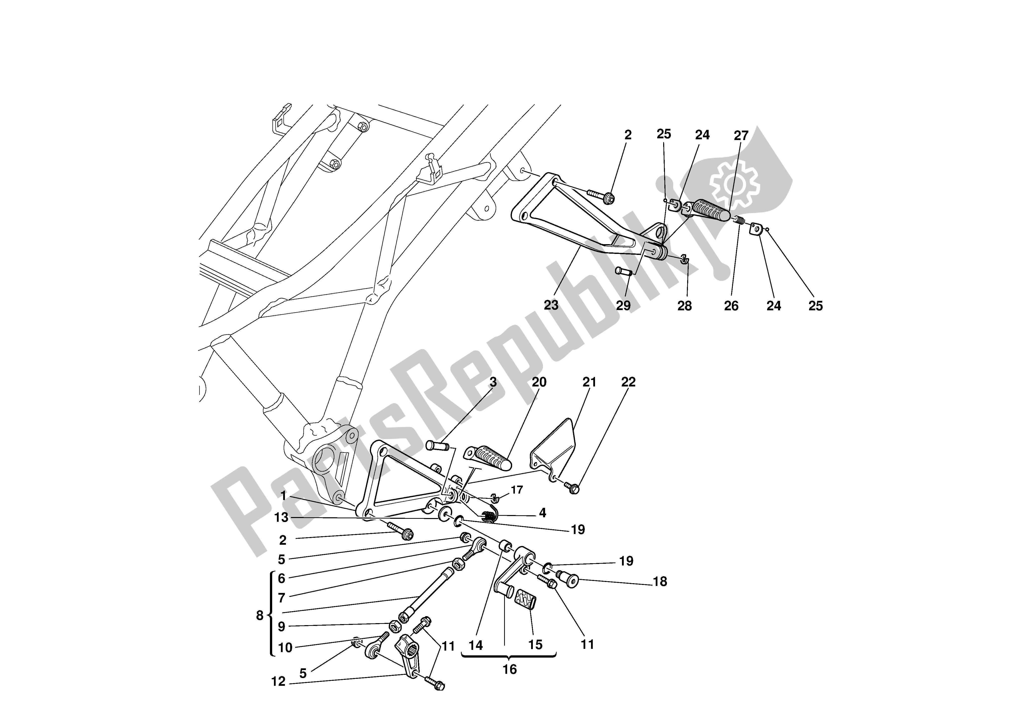 Todas las partes para L. H. Reposapiés de Ducati Supersport 620 2003