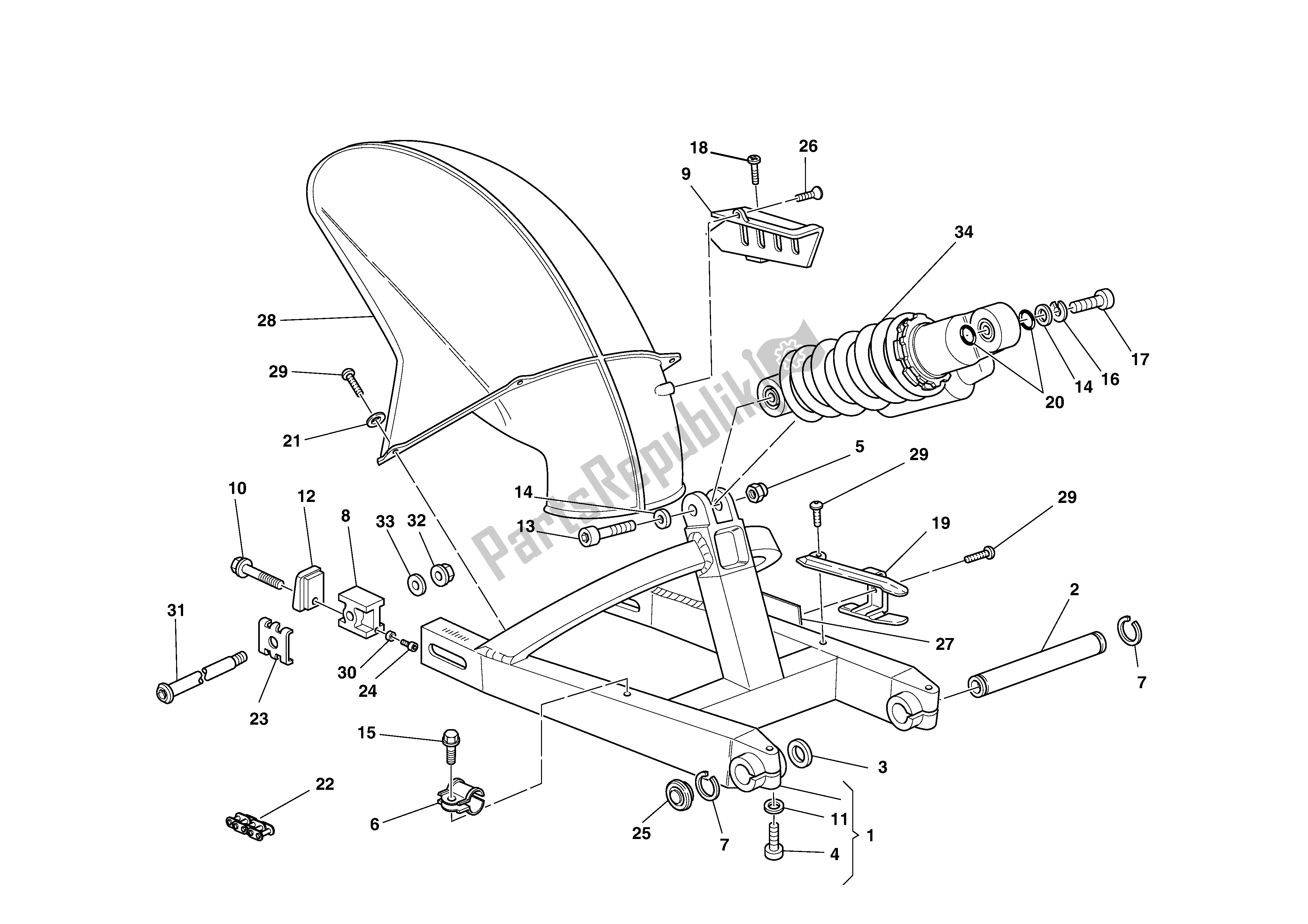 Todas las partes para Basculante Y Cadena de Ducati Supersport 750 2002