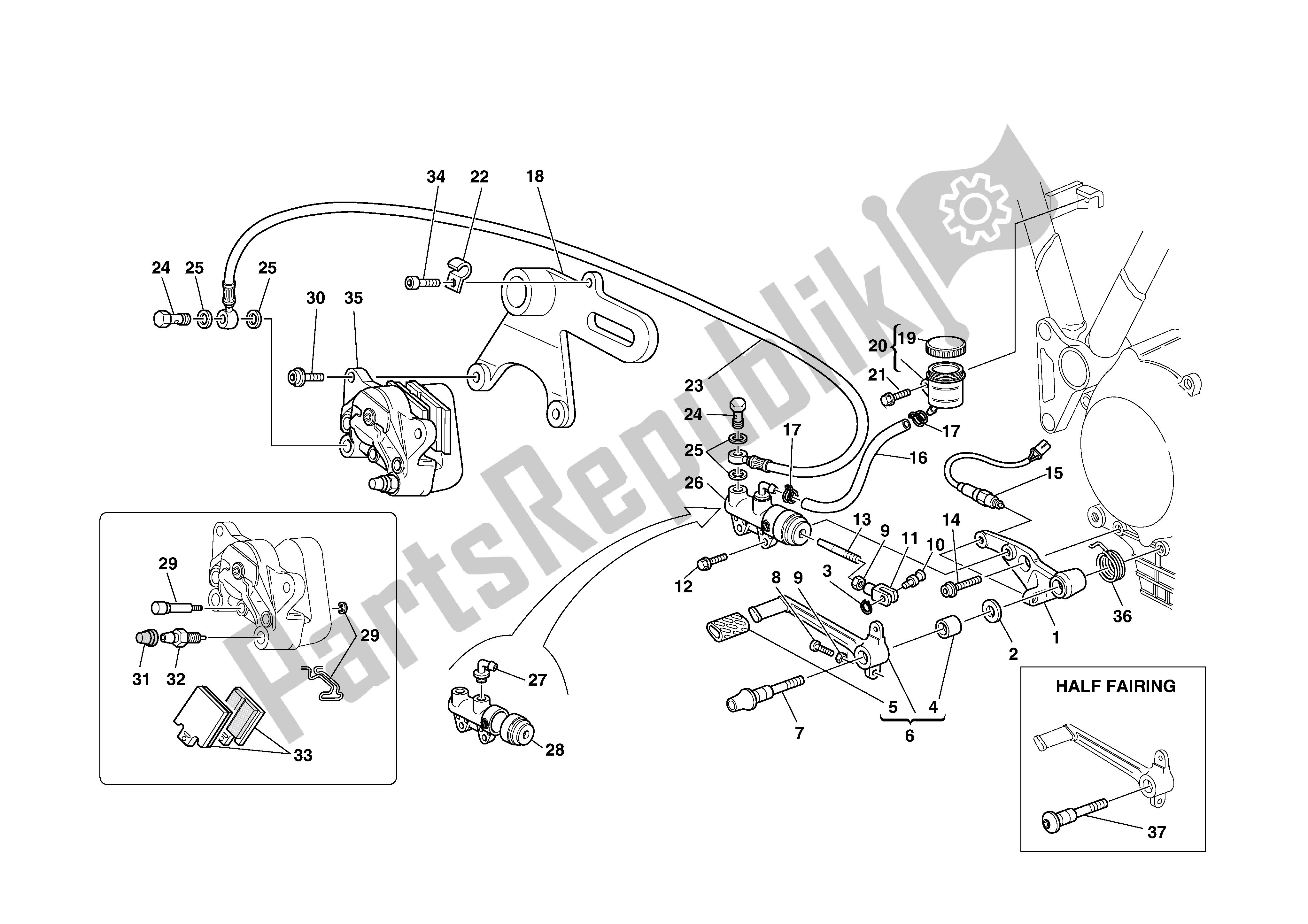 Todas las partes para Freno Hidráulico Trasero de Ducati Supersport 750 2002