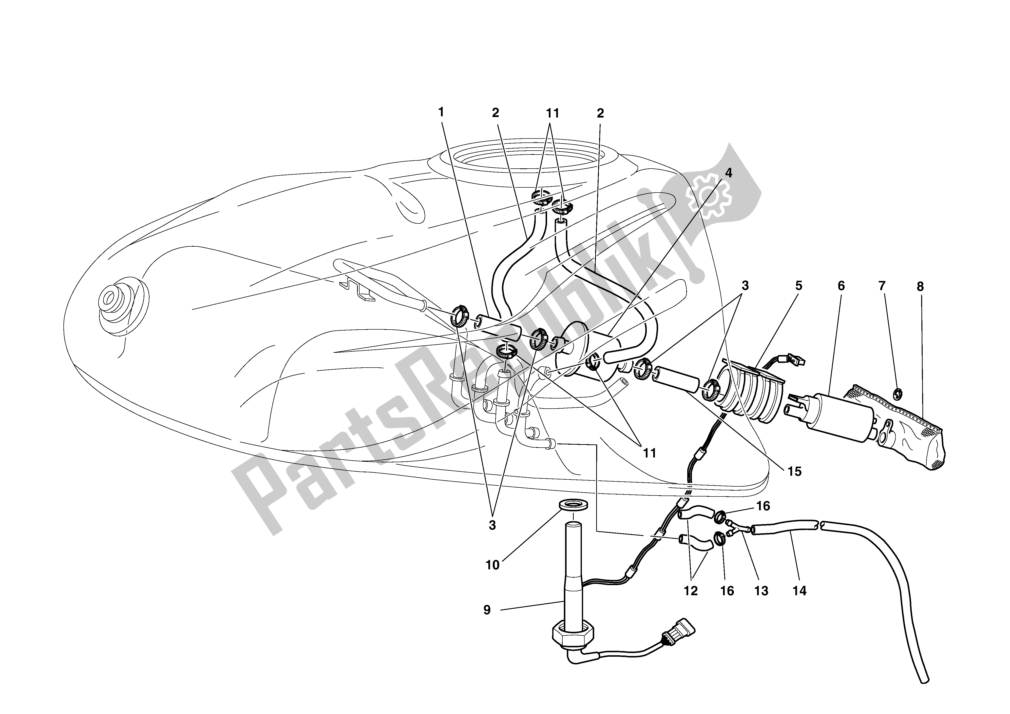 Tutte le parti per il Sistema Di Alimentazione Carburante del Ducati Supersport 750 2002