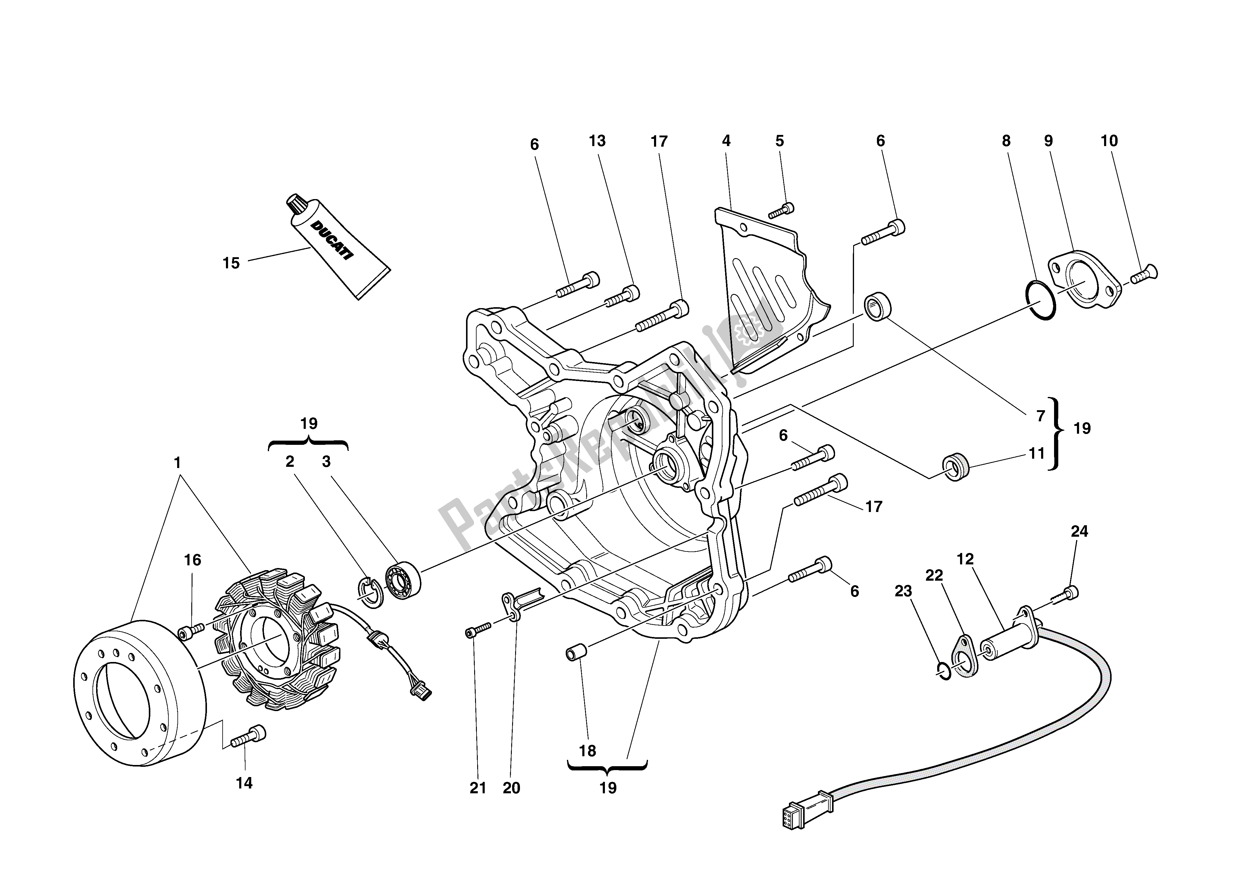 Tutte le parti per il Coperchio Alternatore del Ducati Supersport 750 2002