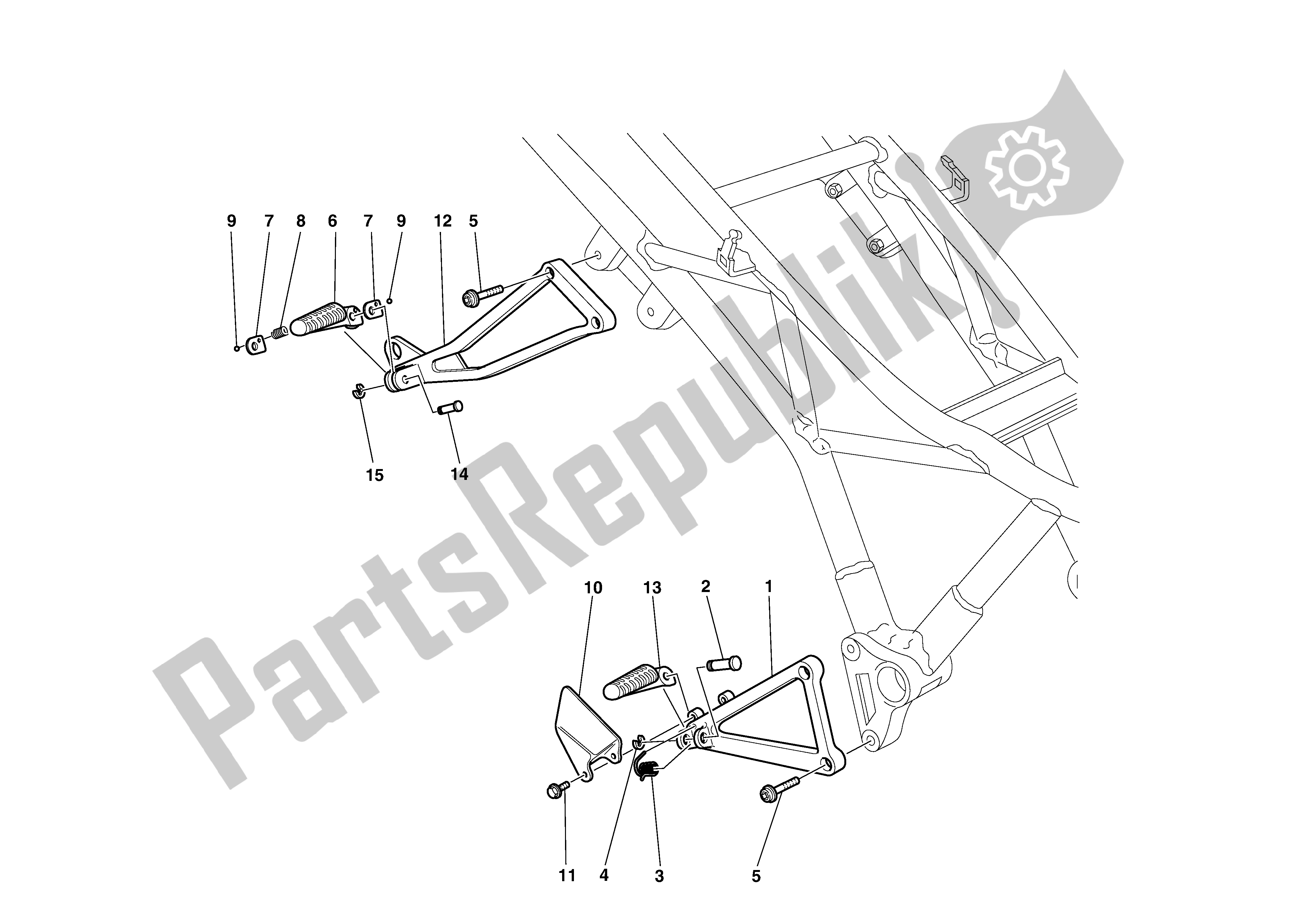 Tutte le parti per il R. H. Poggiapiedi del Ducati Supersport 750 2002