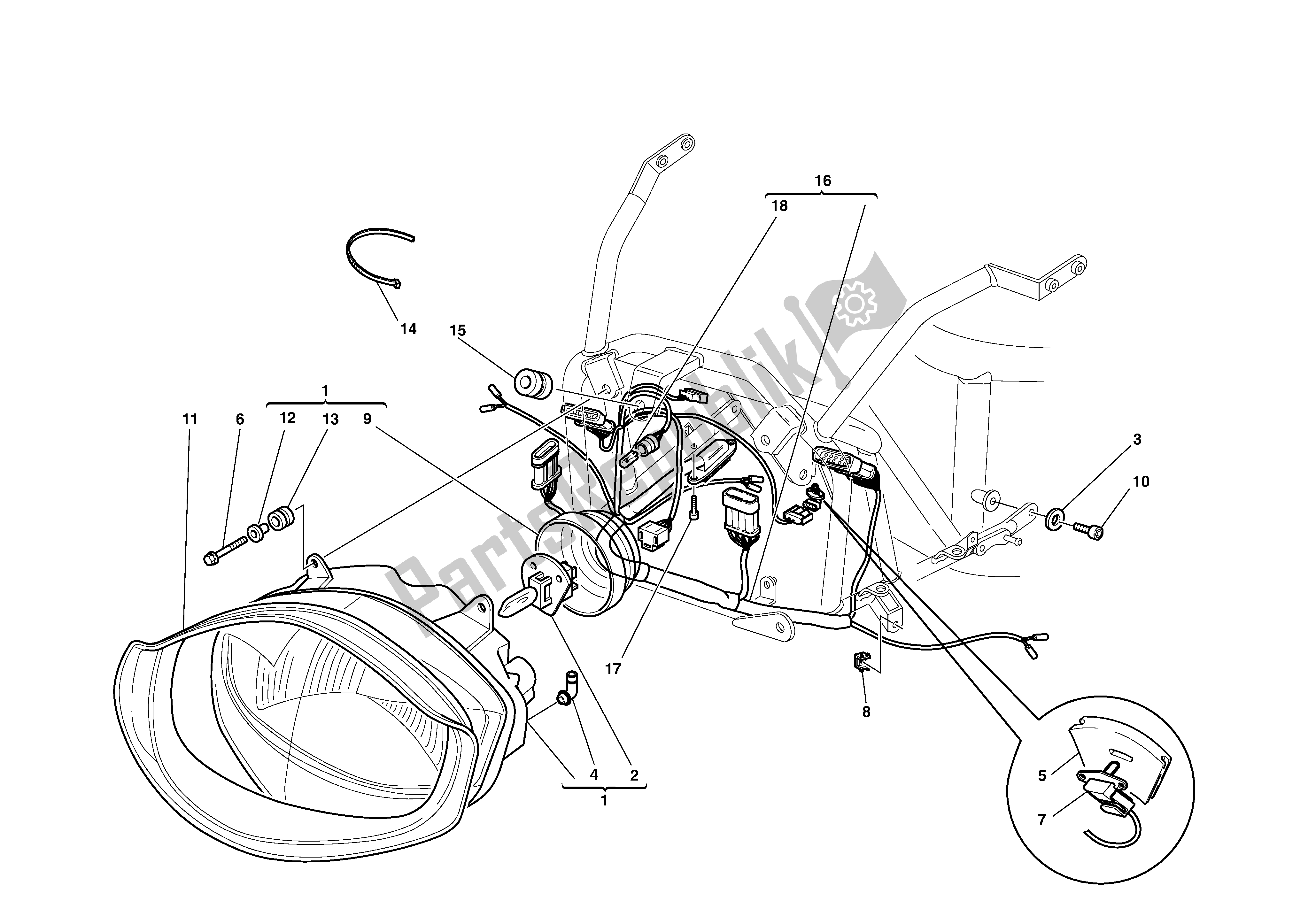 Todas las partes para Cableado Del Faro Delantero Y Eléctrico de Ducati Supersport 750 2002