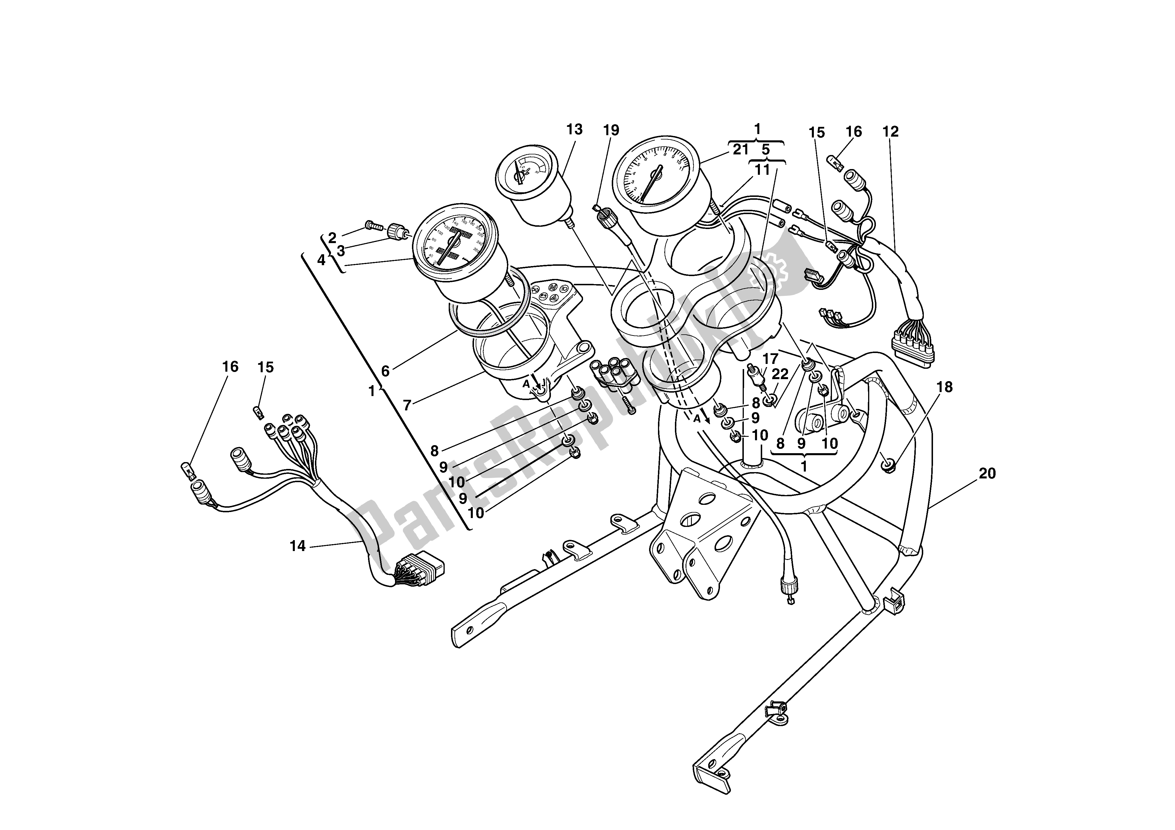 Tutte le parti per il Pannello Degli Strumenti del Ducati Supersport 750 2002