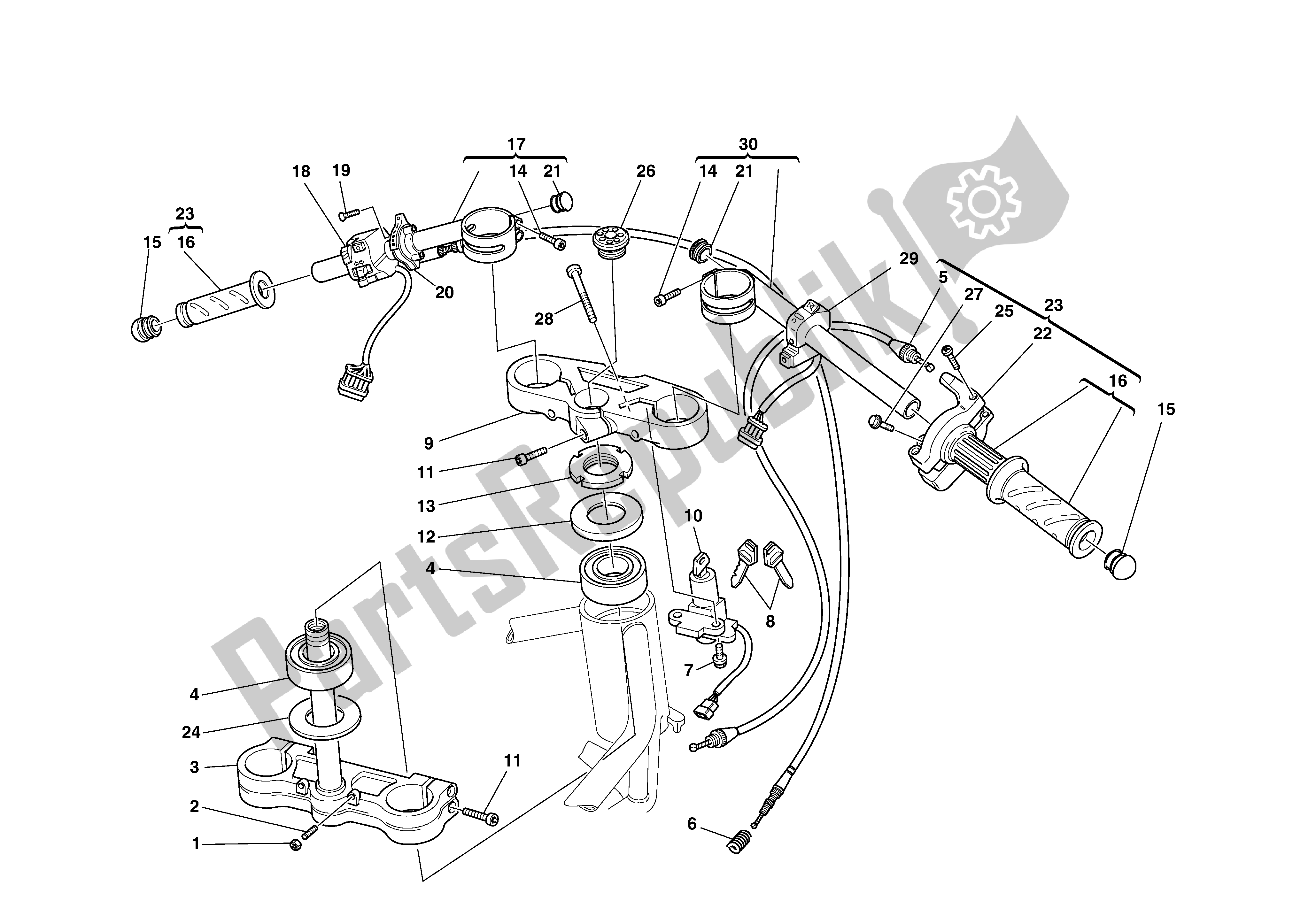 Tutte le parti per il Manubrio E Comandi del Ducati Supersport 750 2002