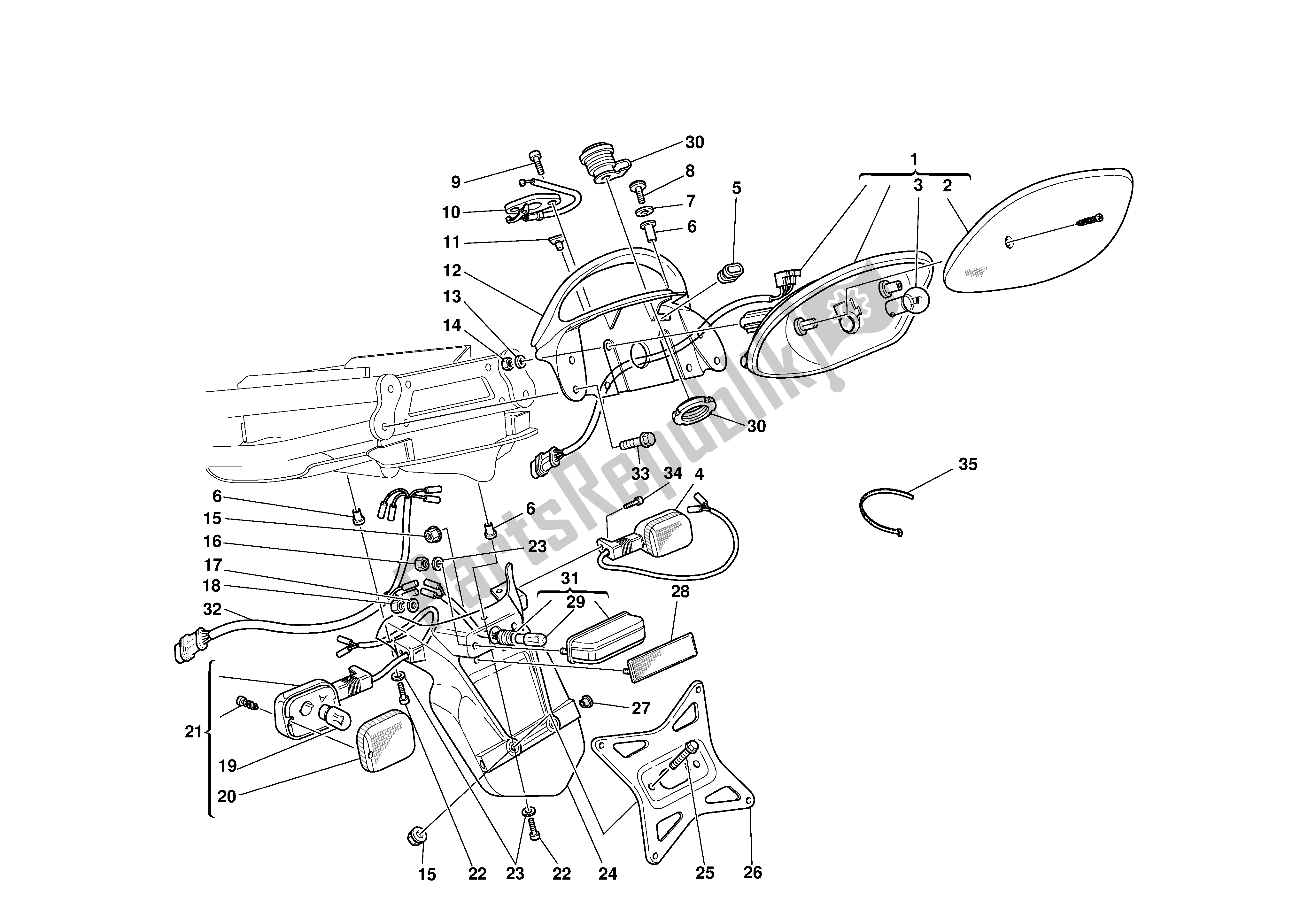 Tutte le parti per il Porta Targa del Ducati Supersport 800 2003