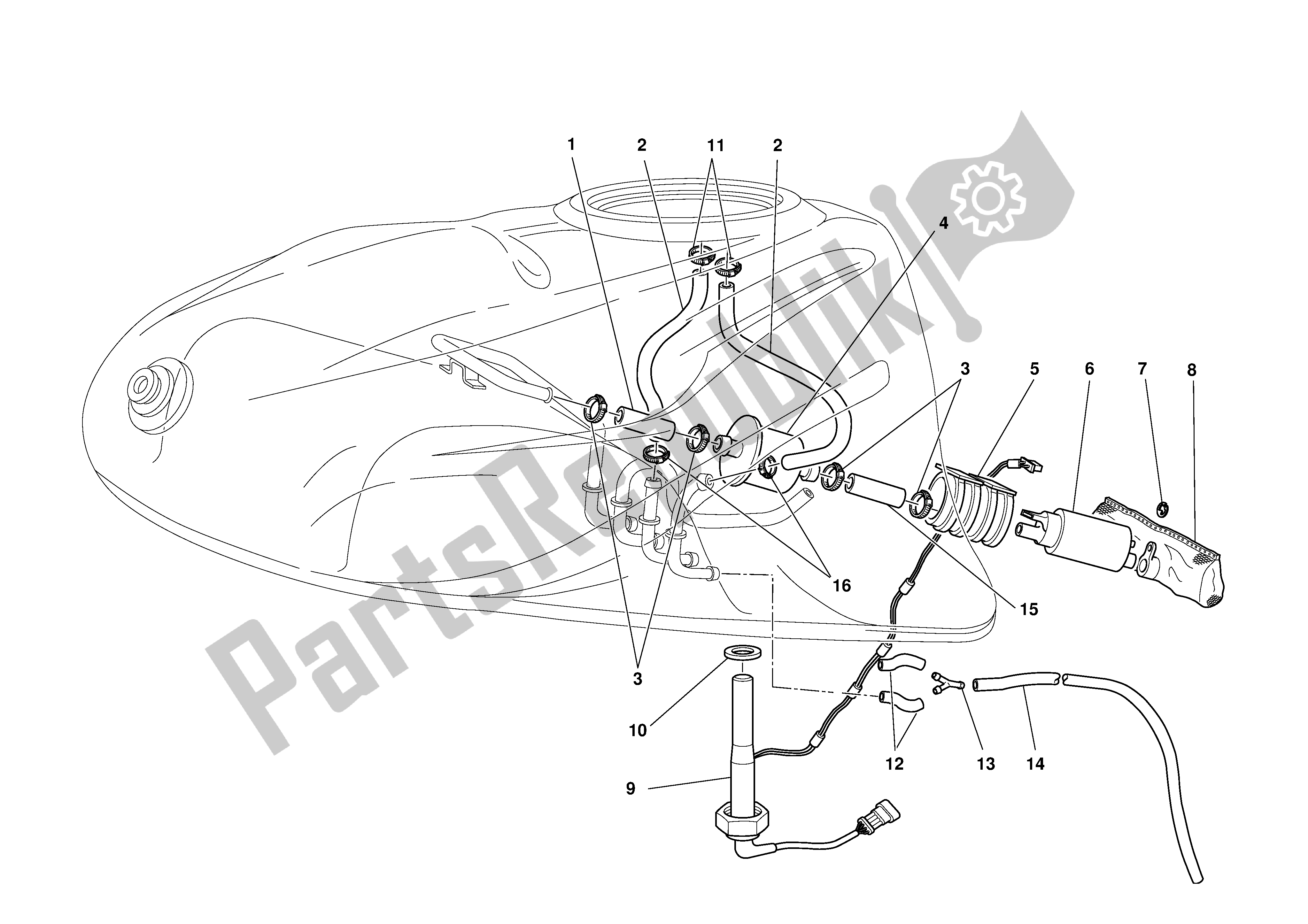 Tutte le parti per il Sistema Di Alimentazione Carburante del Ducati Supersport 800 2003