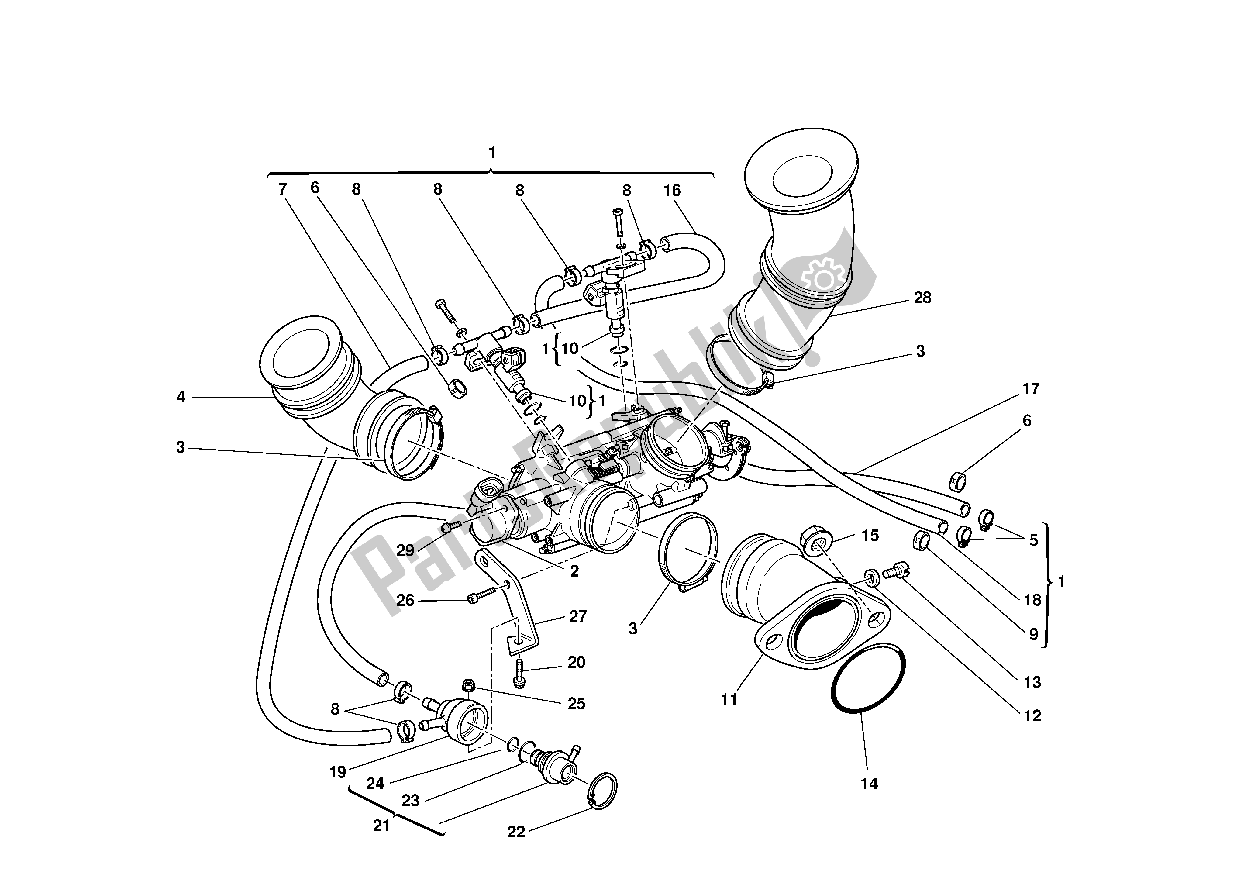 Tutte le parti per il Corpo Farfallato del Ducati Supersport 800 2003