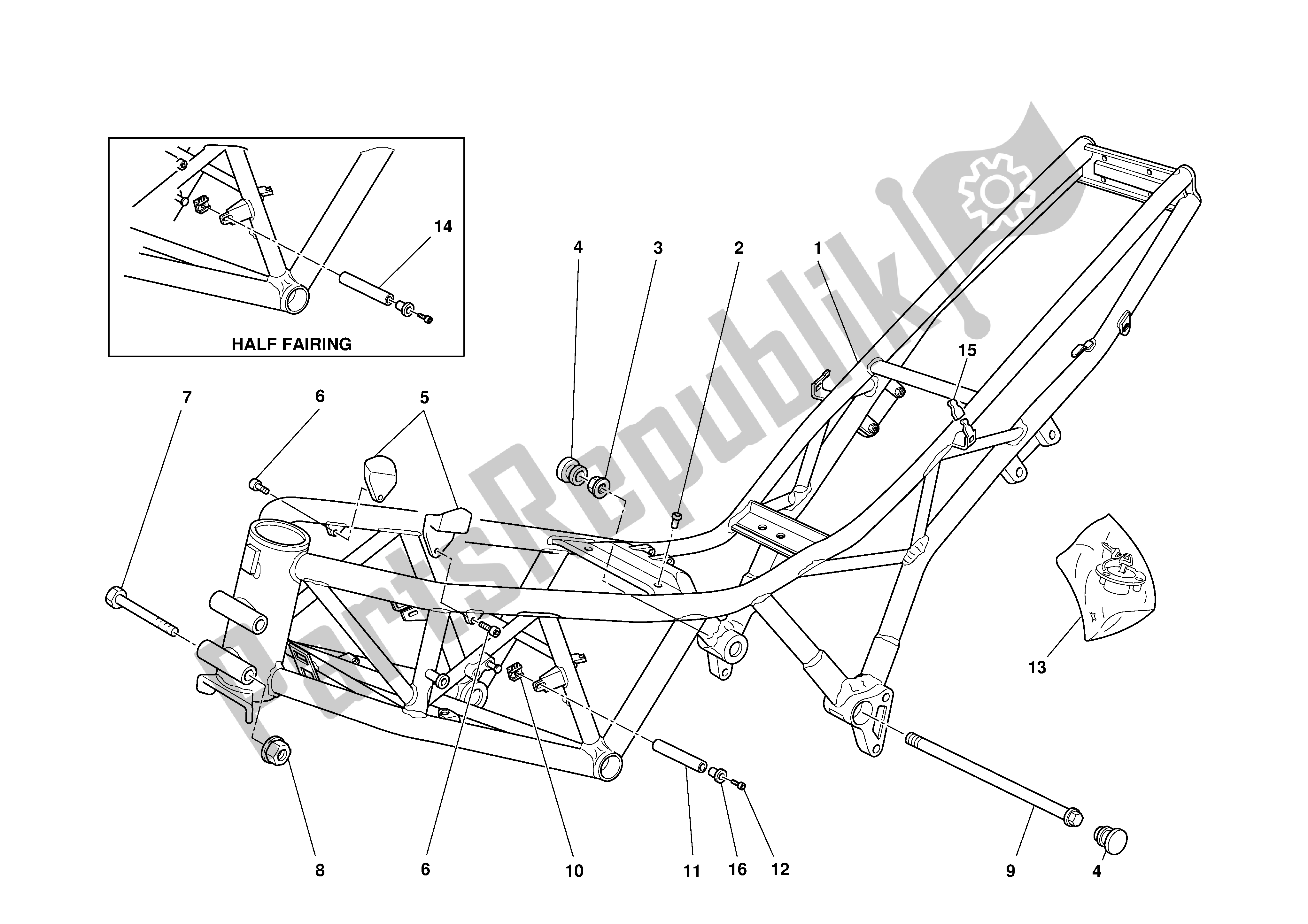 Tutte le parti per il Telaio del Ducati Supersport 800 2003