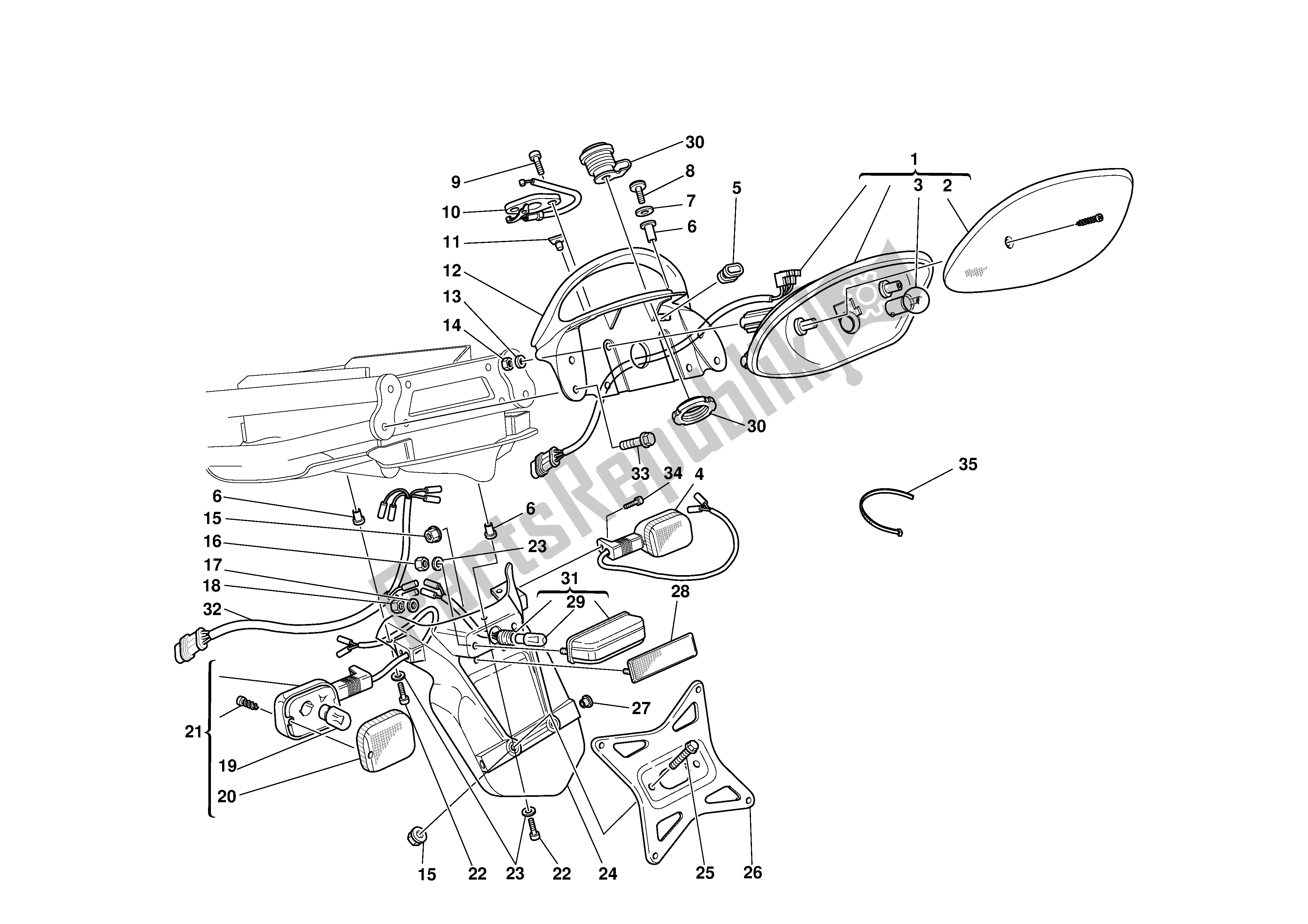 Tutte le parti per il Porta Targa del Ducati Supersport 800 2003