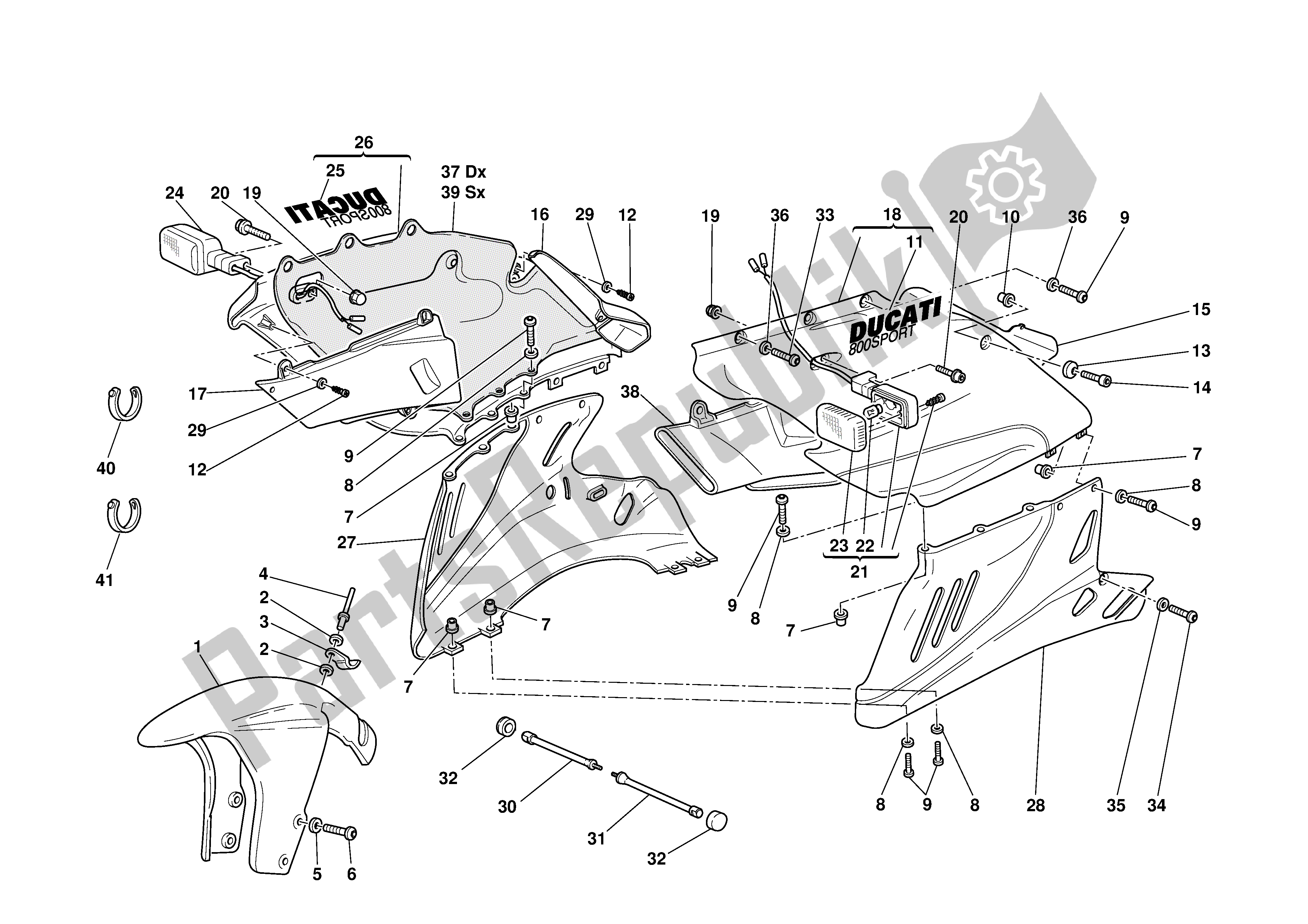 Tutte le parti per il Carenatura del Ducati Supersport 800 2003