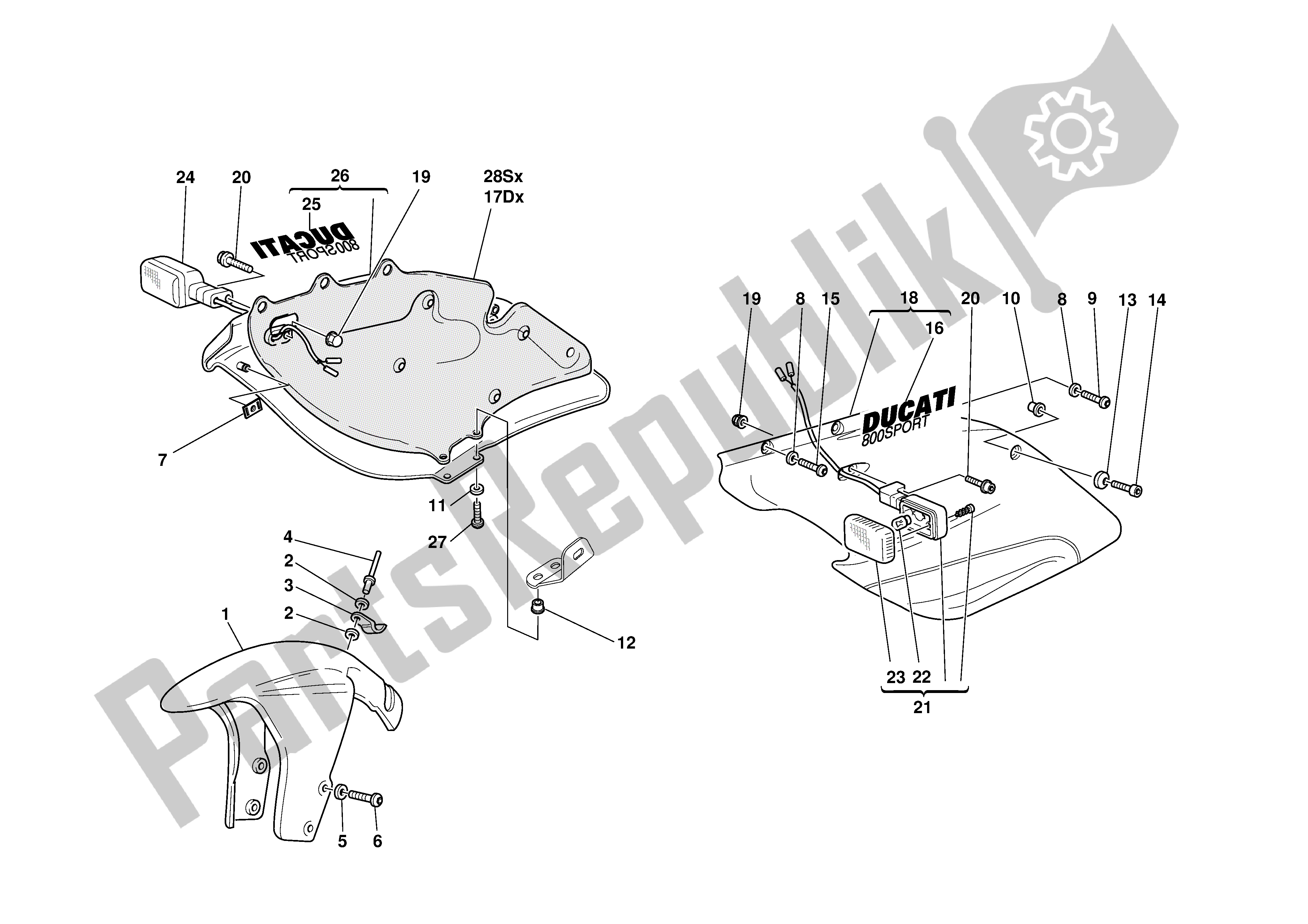 Tutte le parti per il Mezza Carenatura del Ducati Supersport 800 2003