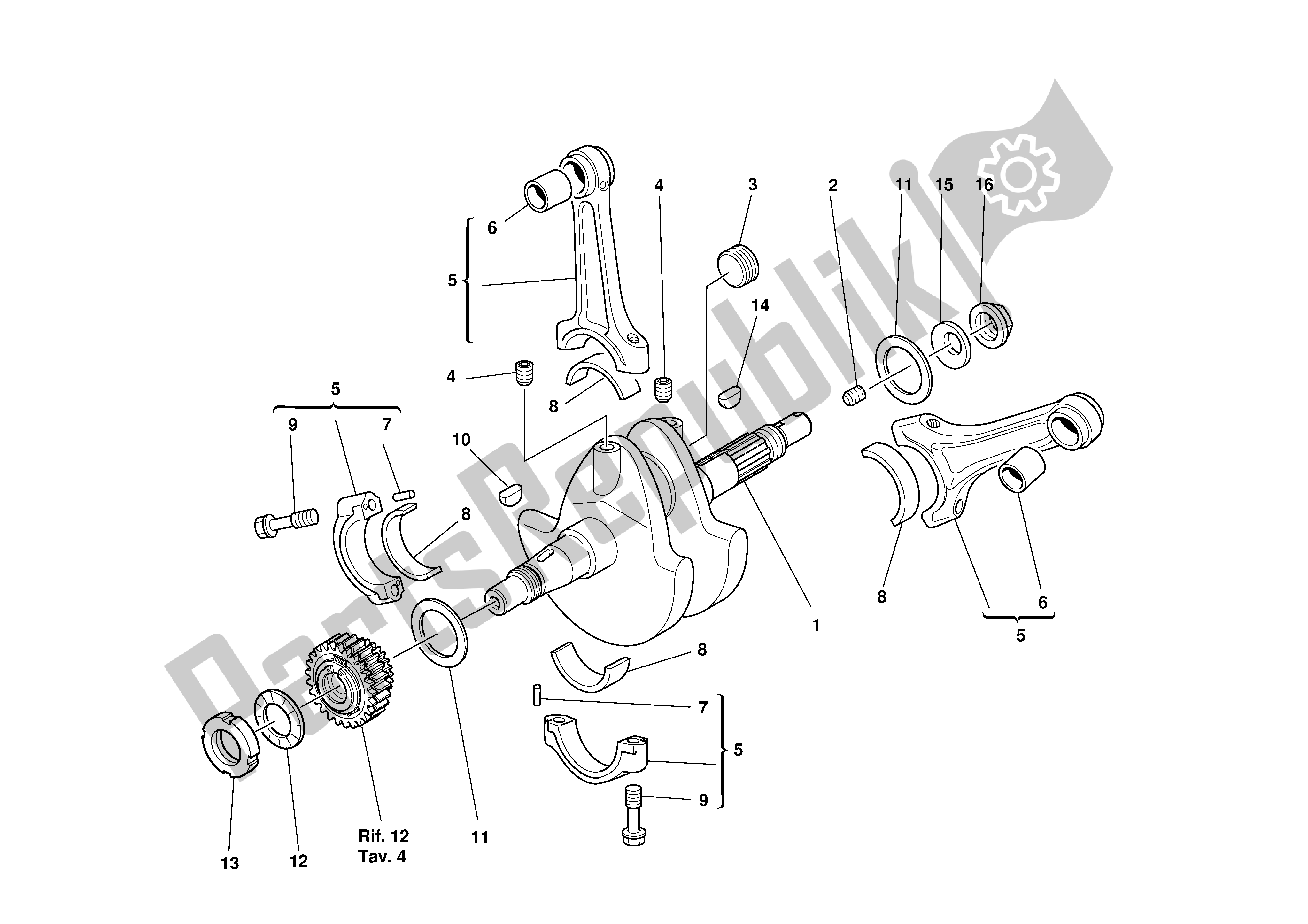 Tutte le parti per il Albero A Gomiti del Ducati Supersport 800 2003