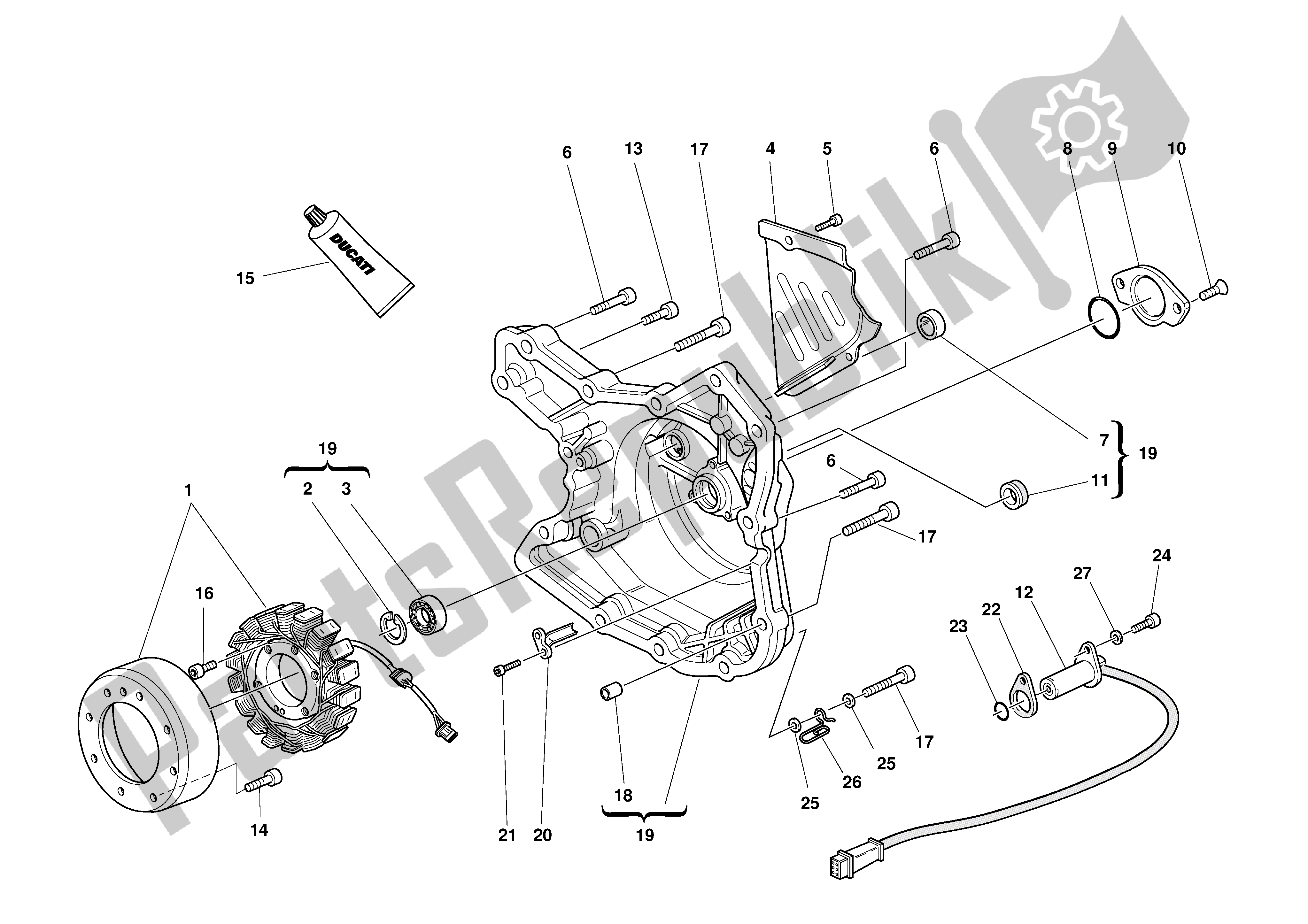 Tutte le parti per il Coperchio Alternatore del Ducati Supersport 800 2003