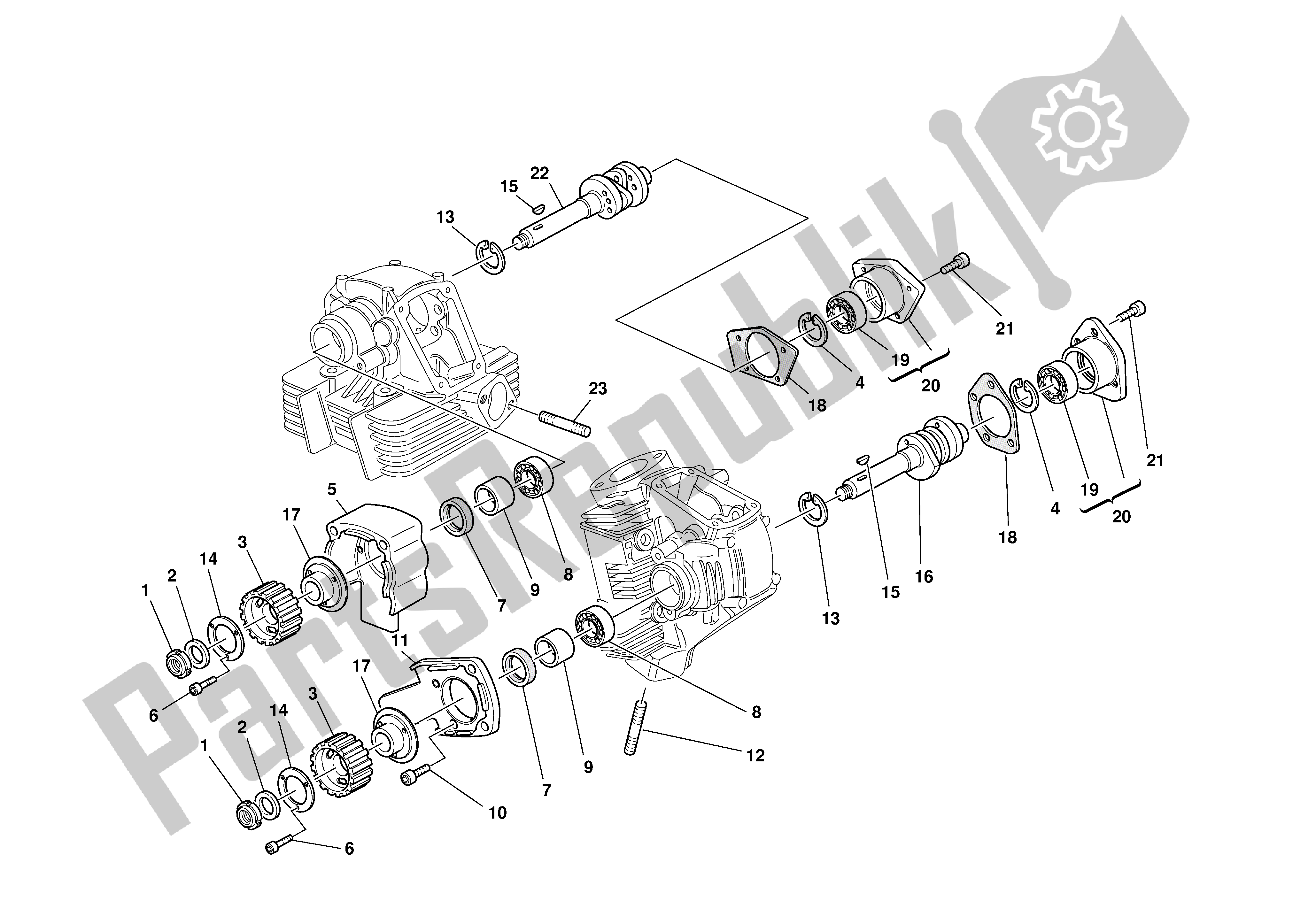 Tutte le parti per il Testa: Tempismo del Ducati Supersport 800 2003