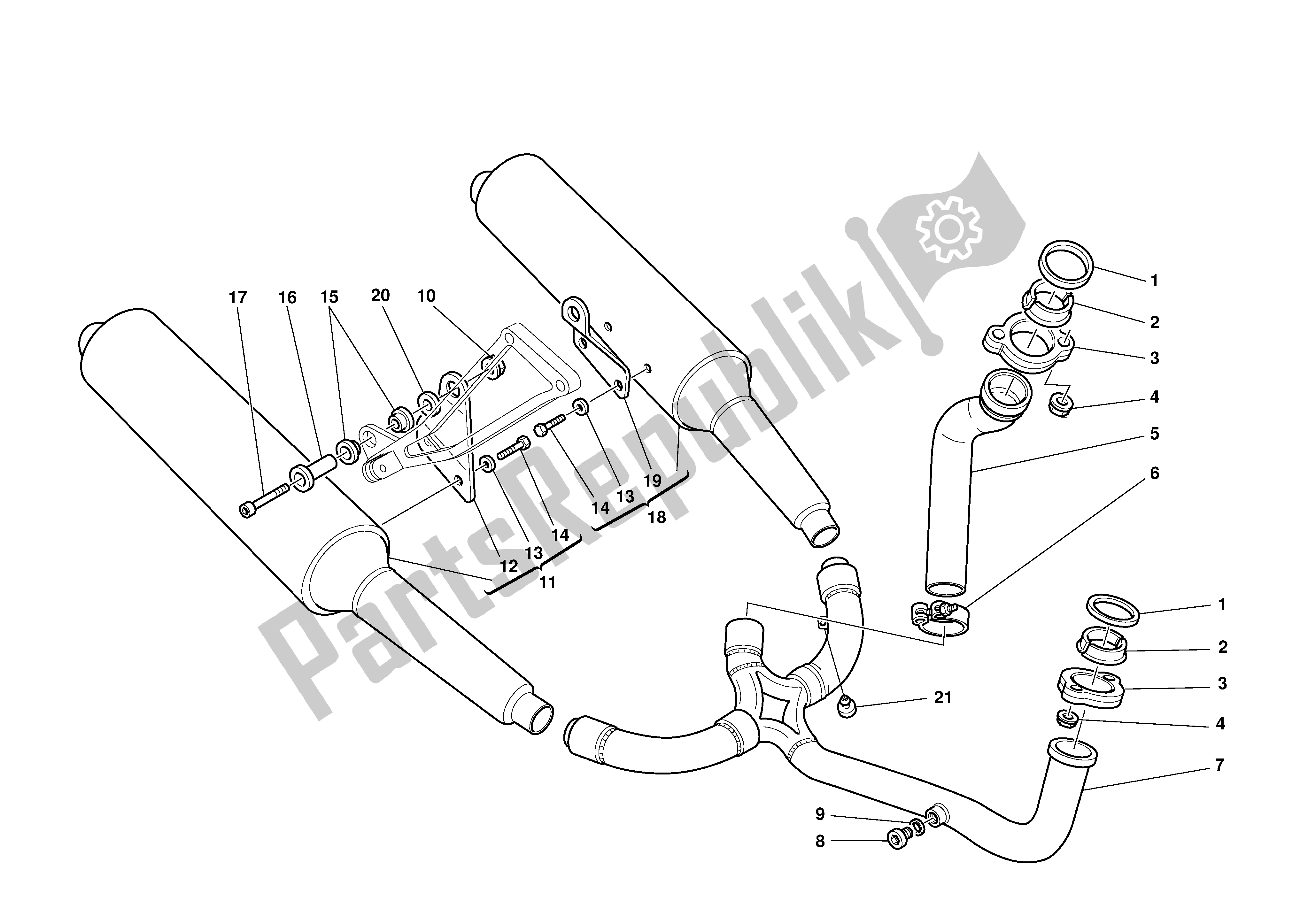 All parts for the Exhaust System of the Ducati Supersport 800 2003